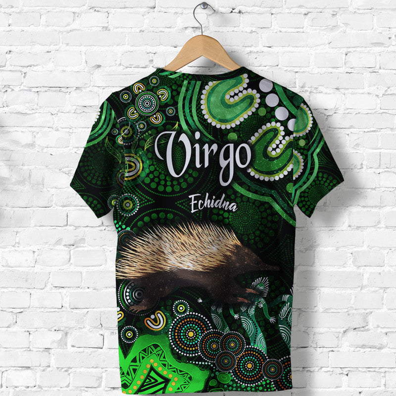 Australian Astrology T Shirt Virgo Echidna Zodiac Aboriginal Vibes - Green - Vibe Hoodie Shop
