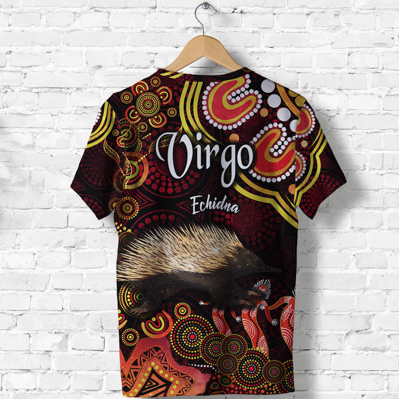 Australian Astrology T Shirt Virgo Echidna Zodiac Aboriginal Vibes - Red - Vibe Hoodie Shop