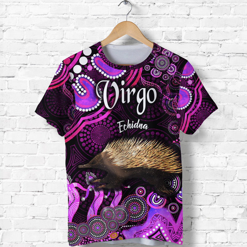 (Custom Personalised) Australian Astrology T Shirt Virgo Echidna Zodiac Aboriginal Vibes - Pink - Vibe Hoodie Shop