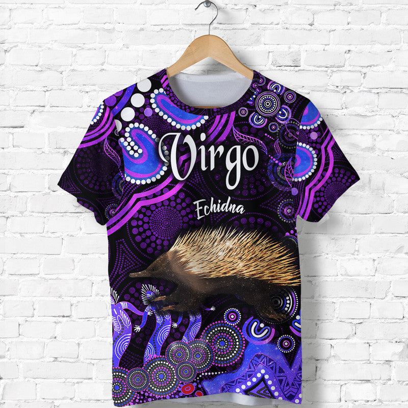 Australian Astrology T Shirt Virgo Echidna Zodiac Aboriginal Vibes - Purple - Vibe Hoodie Shop