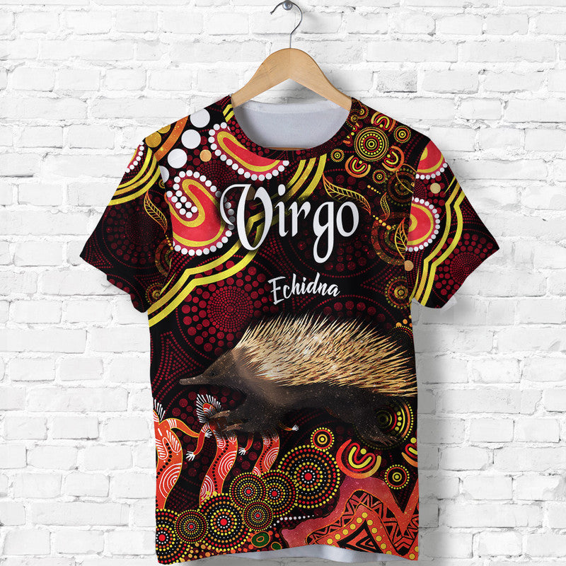 (Custom Personalised) Australian Astrology T Shirt Virgo Echidna Zodiac Aboriginal Vibes - Red - Vibe Hoodie Shop