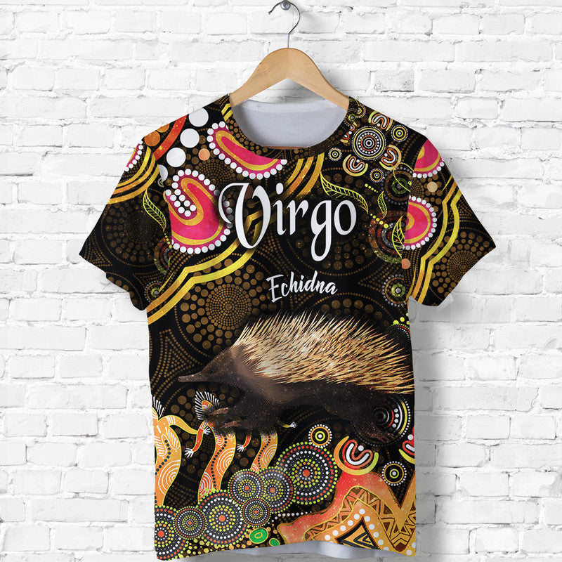 (Custom Personalised) Australian Astrology T Shirt Virgo Echidna Zodiac Aboriginal Vibes - Gold - Vibe Hoodie Shop