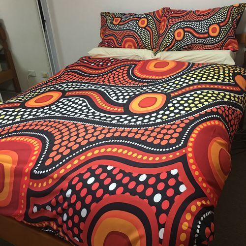 Aboriginal Bedding Set - Landscape Circle Dot Painting Art - Vibe Hoodie Shop