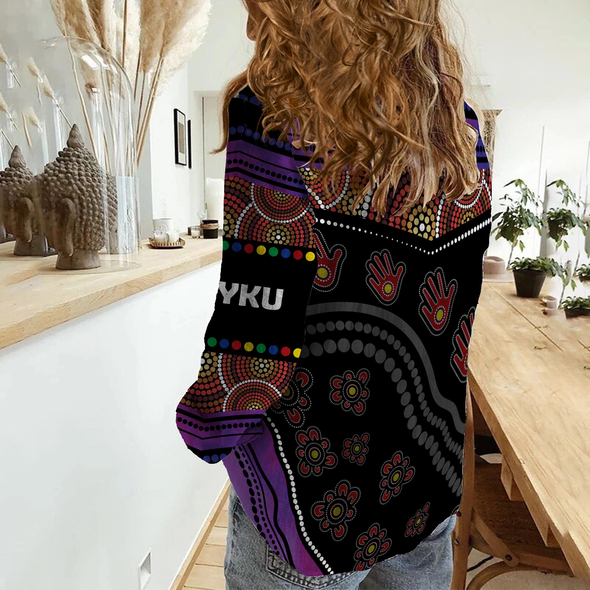 (PALYKU) Women Casual Shirt Aussie Aboriginal Heal Country Torres Strait Islander - Vibe Hoodie Shop