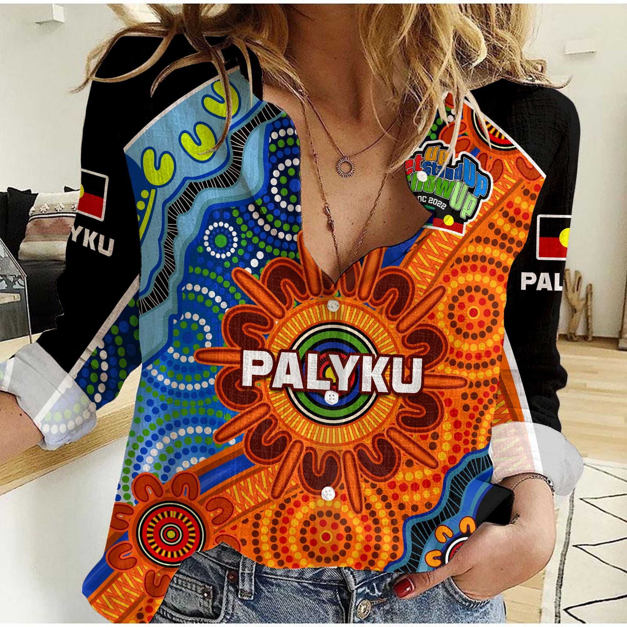 (PALYKU) NAIDOC Week 2022 Women Casual Shirt Aboriginal and Torres Strait Islanders Together - Vibe Hoodie Shop