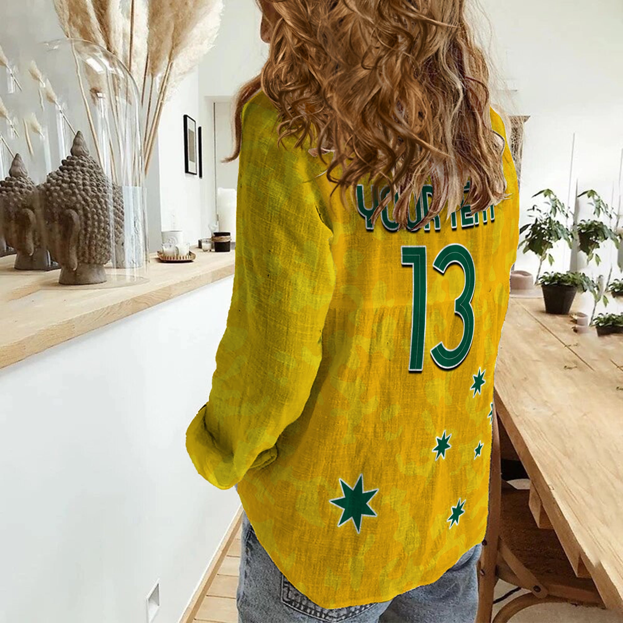 (Custom Text and Number) Australia Soccer Women Casual Shirt World Cup Football 2022 Socceroos with Kangaroos - Vibe Hoodie Shop