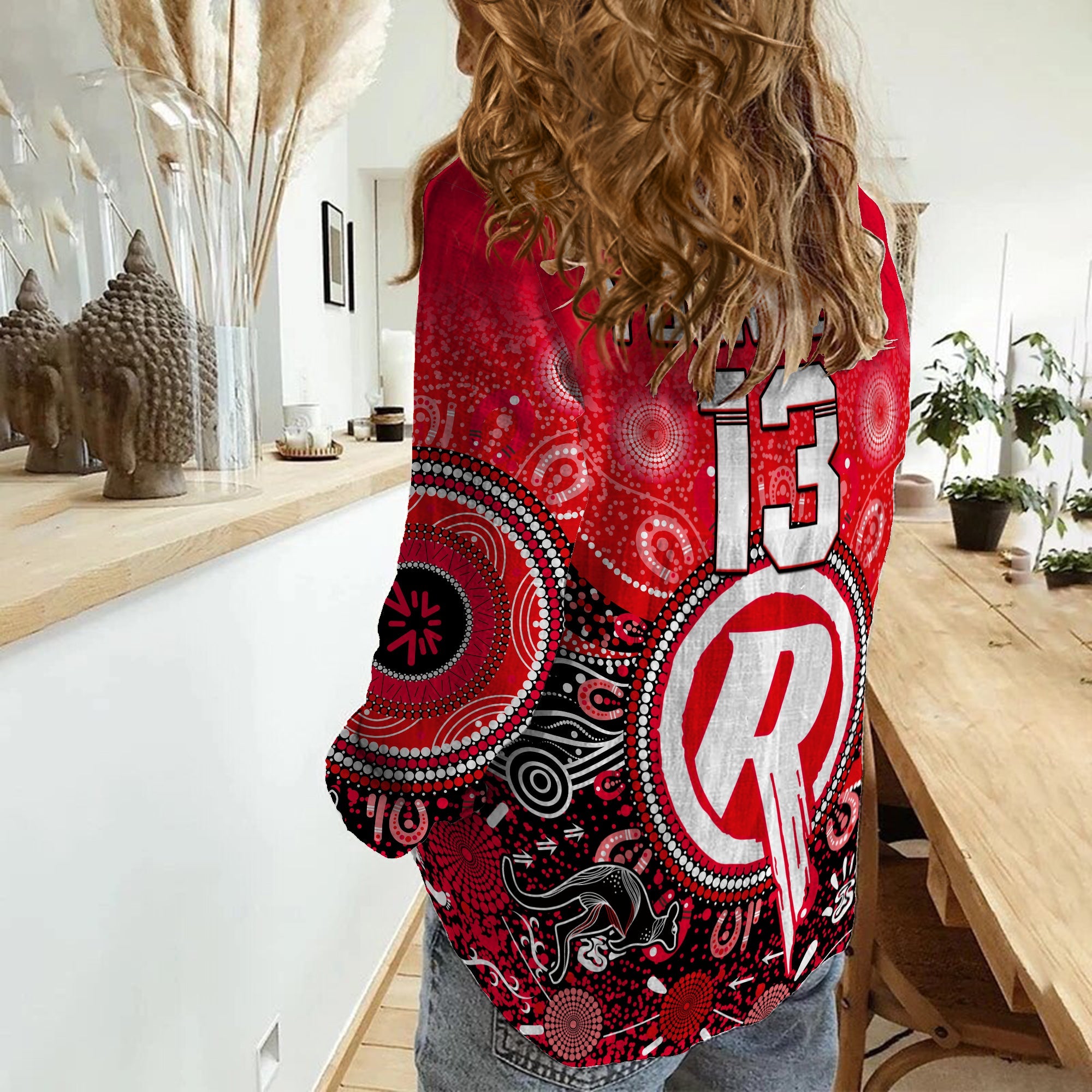 (Custom Text and Number) Melbourne Renegades Women Casual Shirt Cricket Aboriginal - Vibe Hoodie Shop