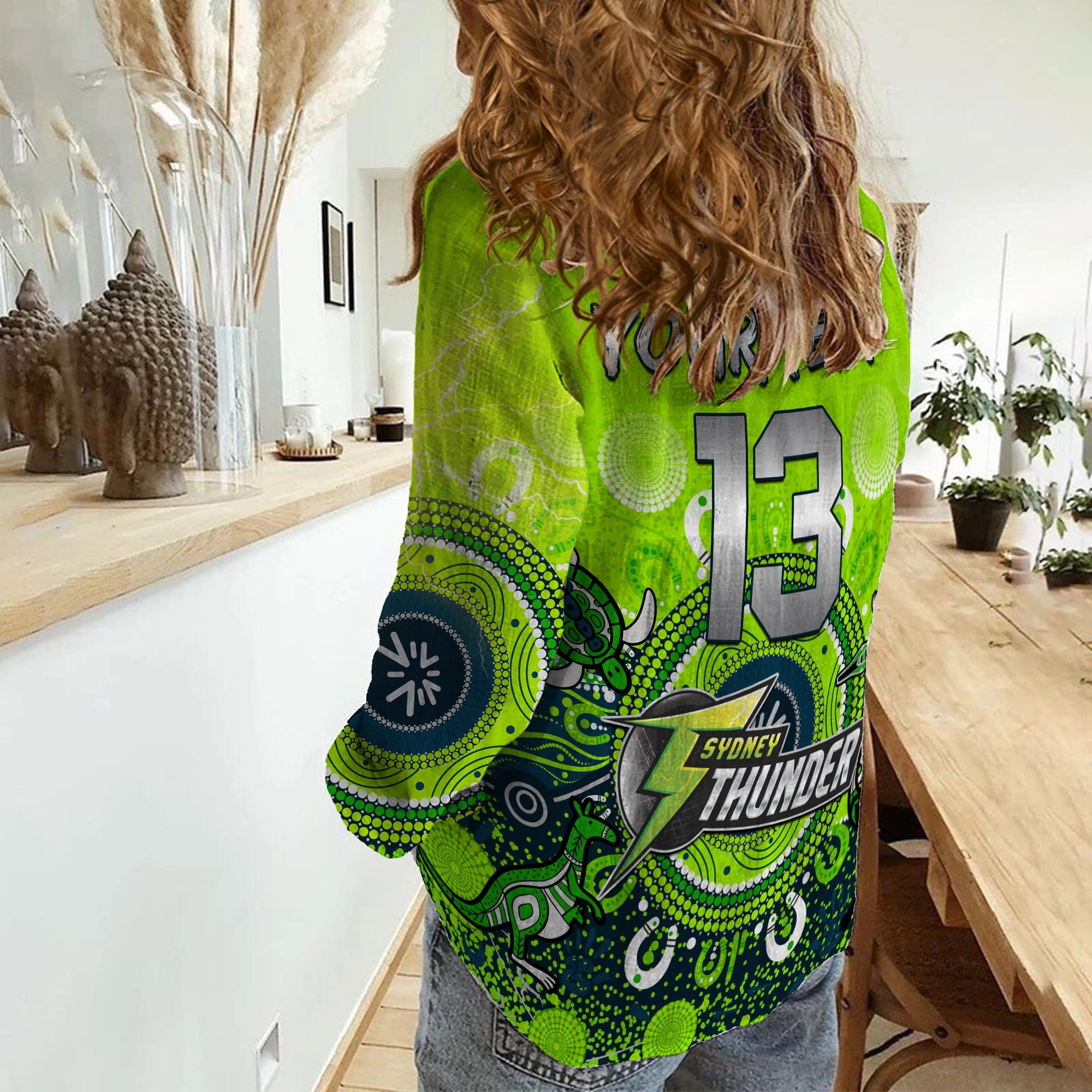 (Custom Text and Number) Sydney Thunder Women Casual Shirt Cricket Aboriginal - Vibe Hoodie Shop