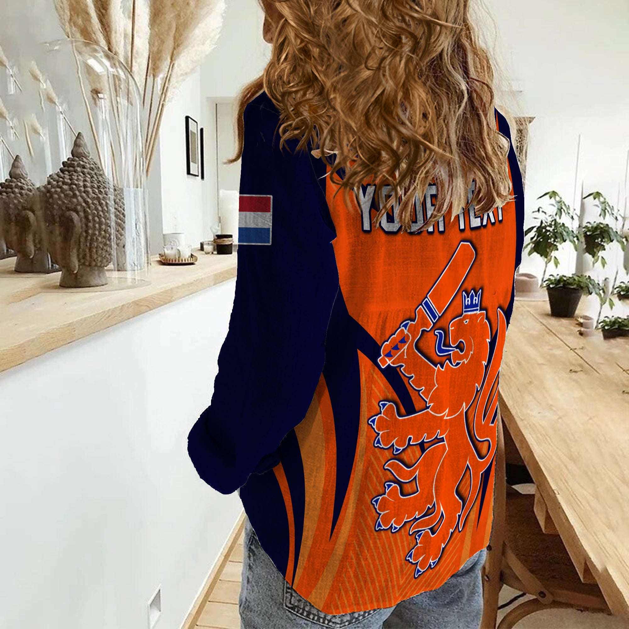 (Custom Personalised) Netherlands Cricket Women Casual Shirt T20 World Cup Nederland Lion - Vibe Hoodie Shop
