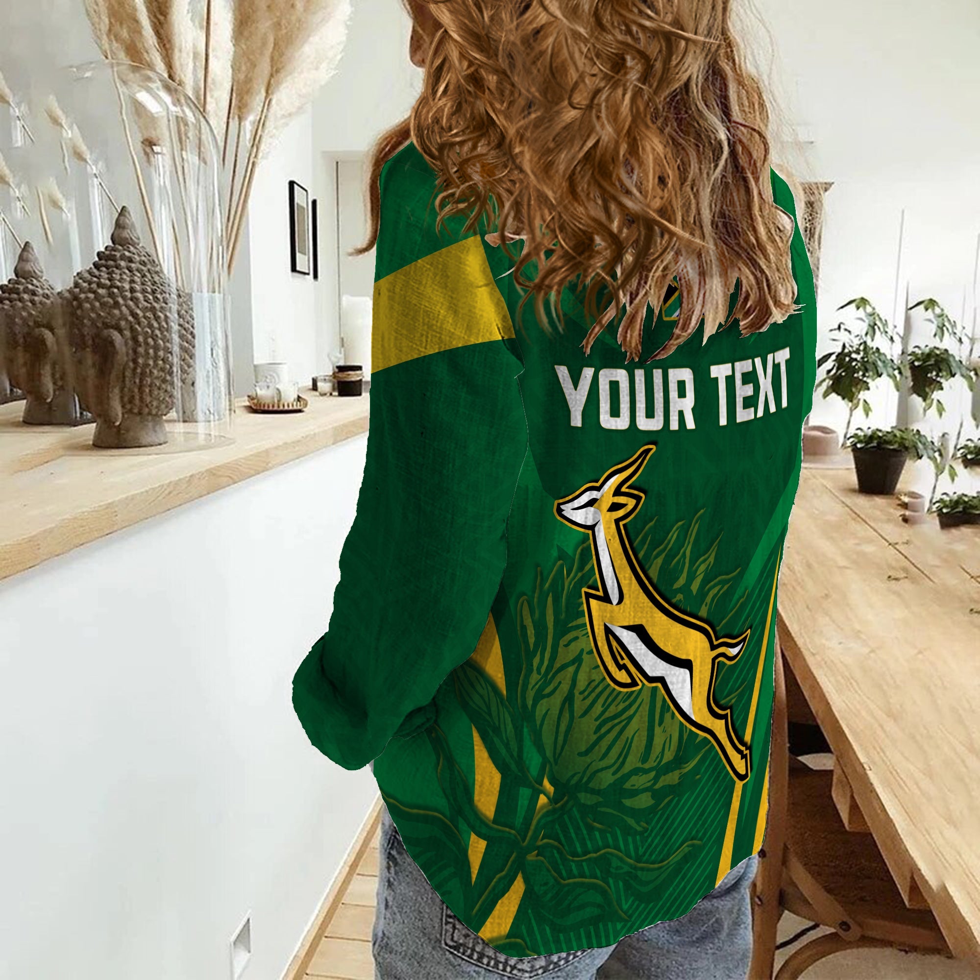 (Custom Personalised) South Africa Rugby Women Casual Shirt Springboks Champion - Vibe Hoodie Shop