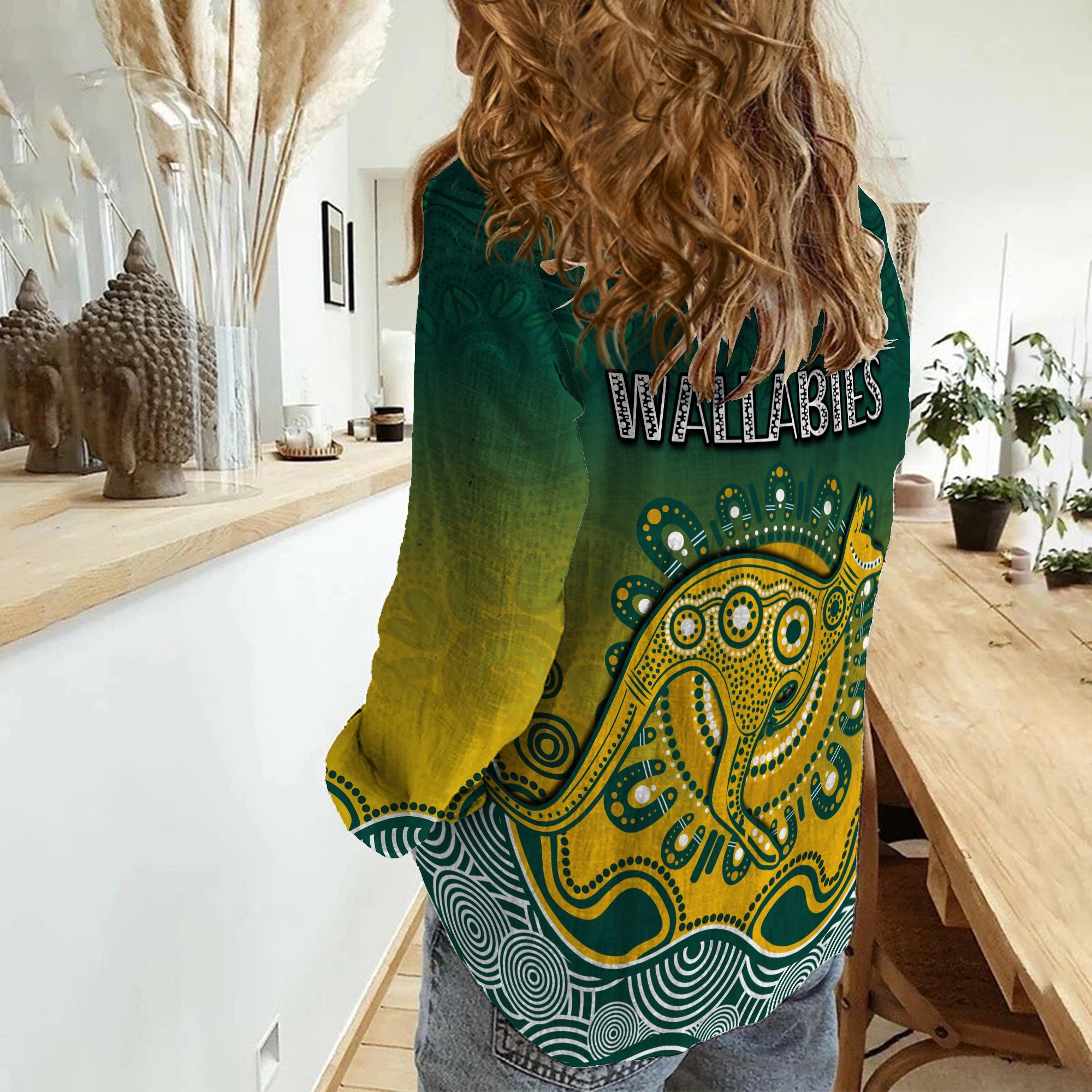 Wallabies Rugby Australia Women Casual Shirt Aboriginal - Vibe Hoodie Shop