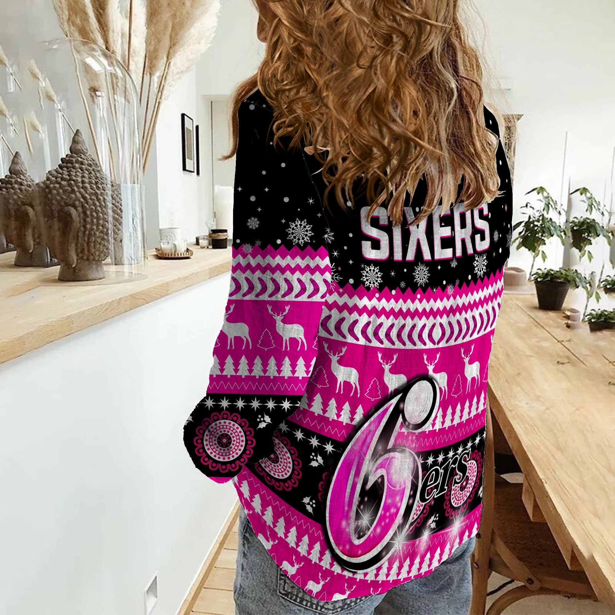 Sydney Sixers Cricket Women Casual Shirt Christmas Aboriginal - Vibe Hoodie Shop