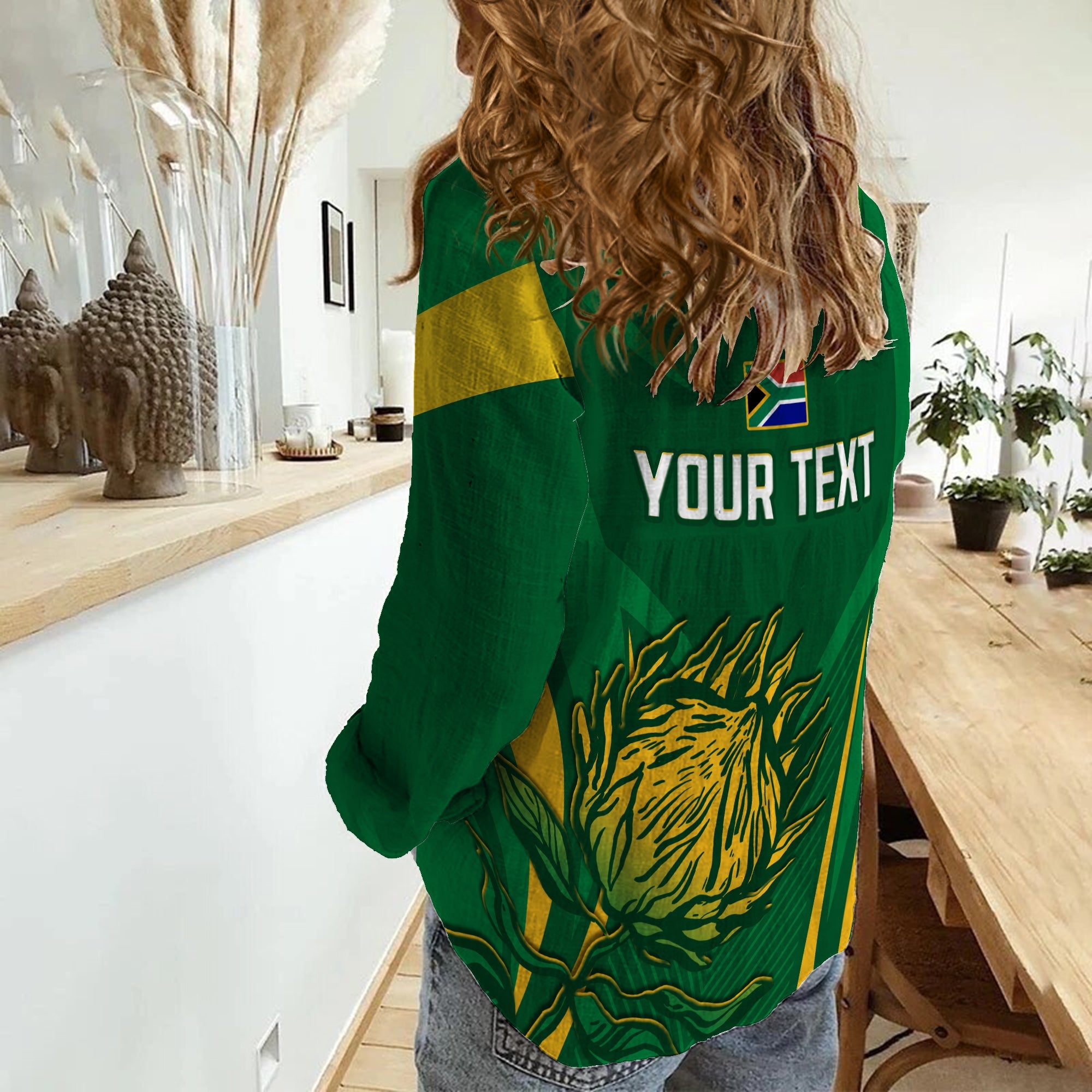 (Custom Personalised) South Africa Cricket Women Casual Shirt Proteas Champion - Vibe Hoodie Shop