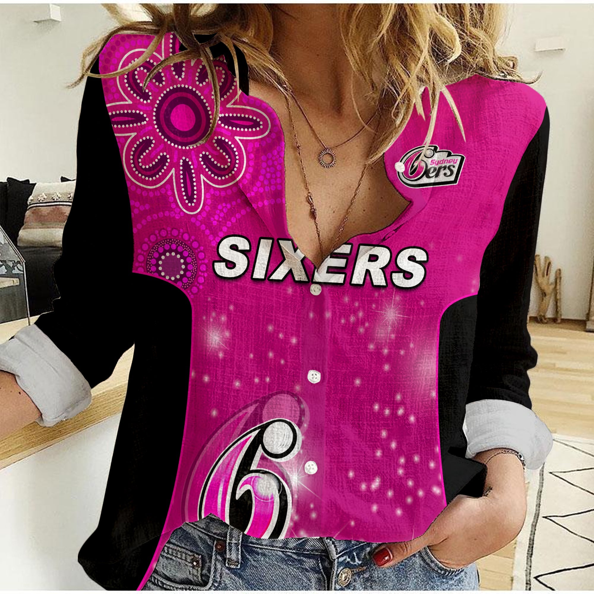 Sydney Sixers Women Casual Shirt Cricket Australia Aboriginal - Vibe Hoodie Shop