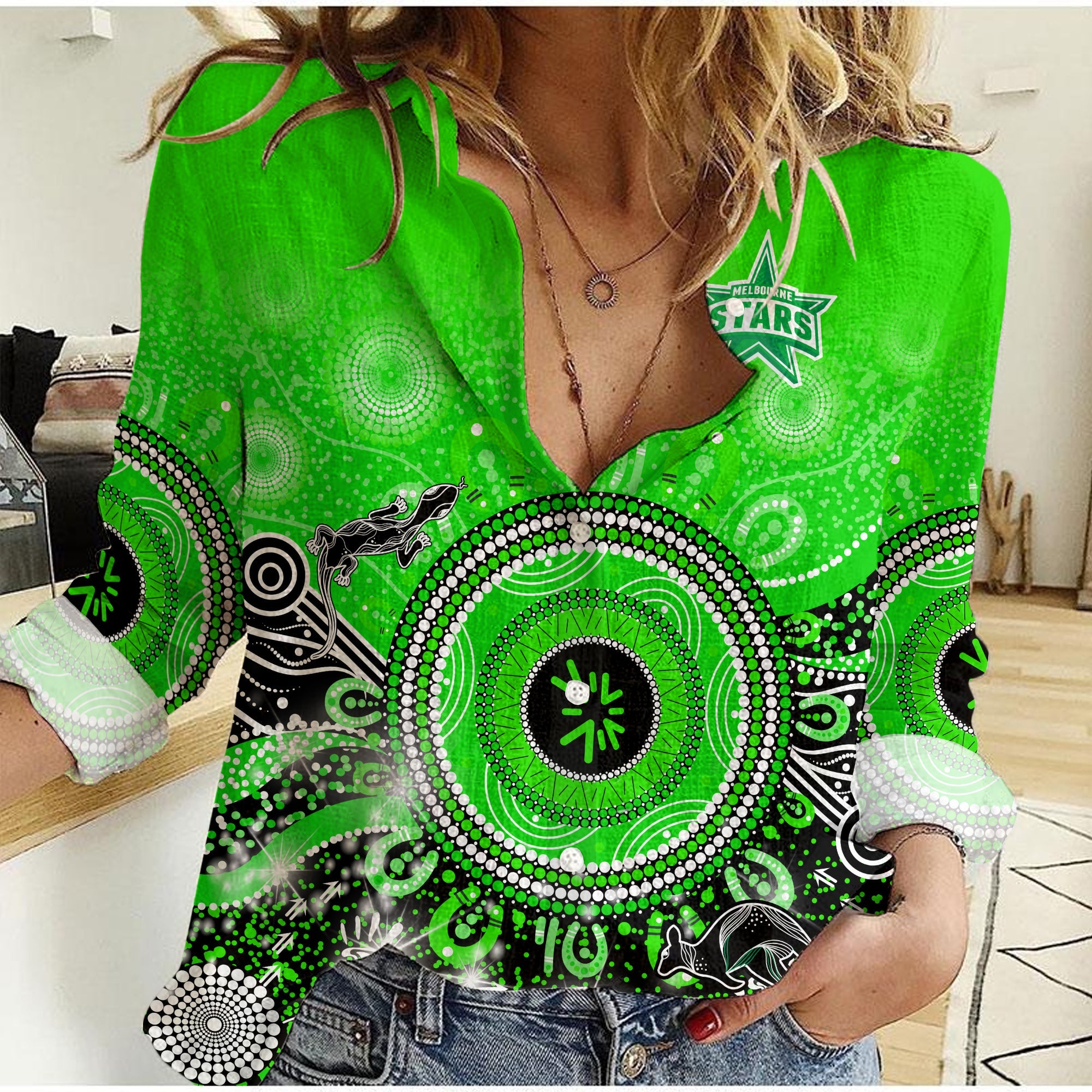 Melbourne Stars Women Casual Shirt Cricket Aboriginal - Vibe Hoodie Shop