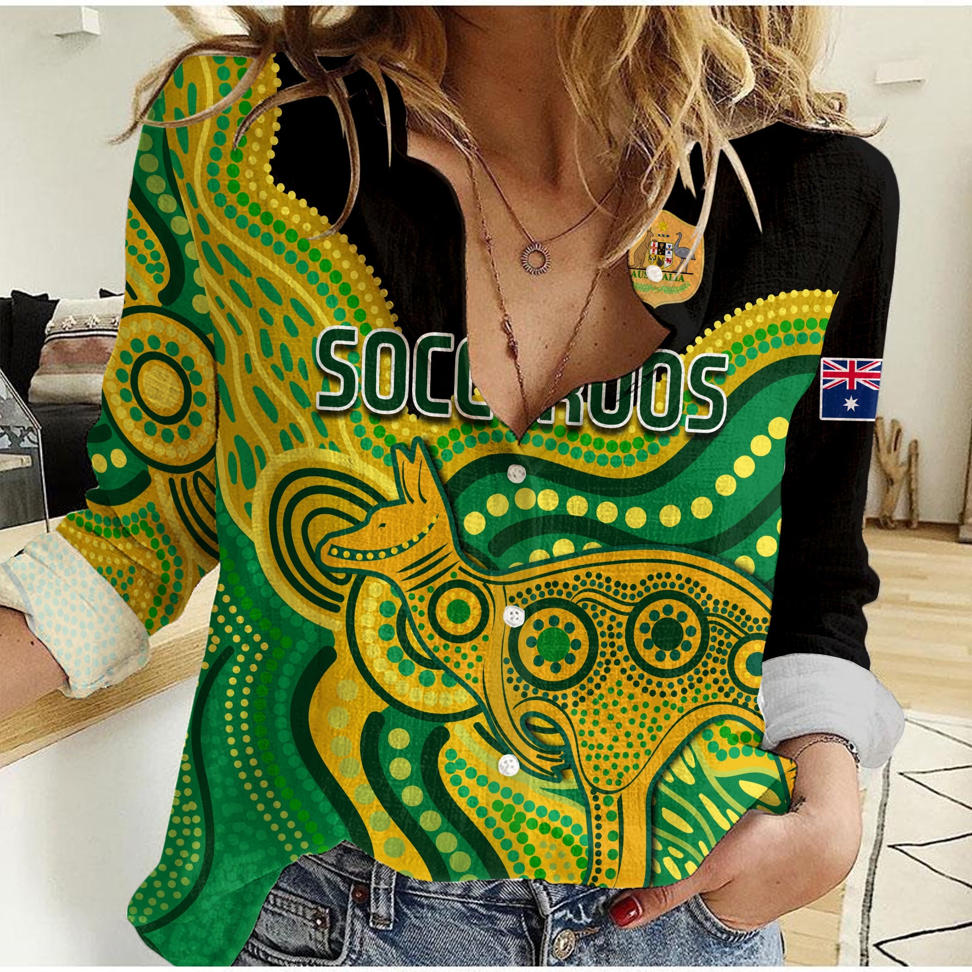 (Custom Text and Number) Australia Soccer Women Casual Shirt World Cup Football 2022 Socceroos We Are Champions - Vibe Hoodie Shop