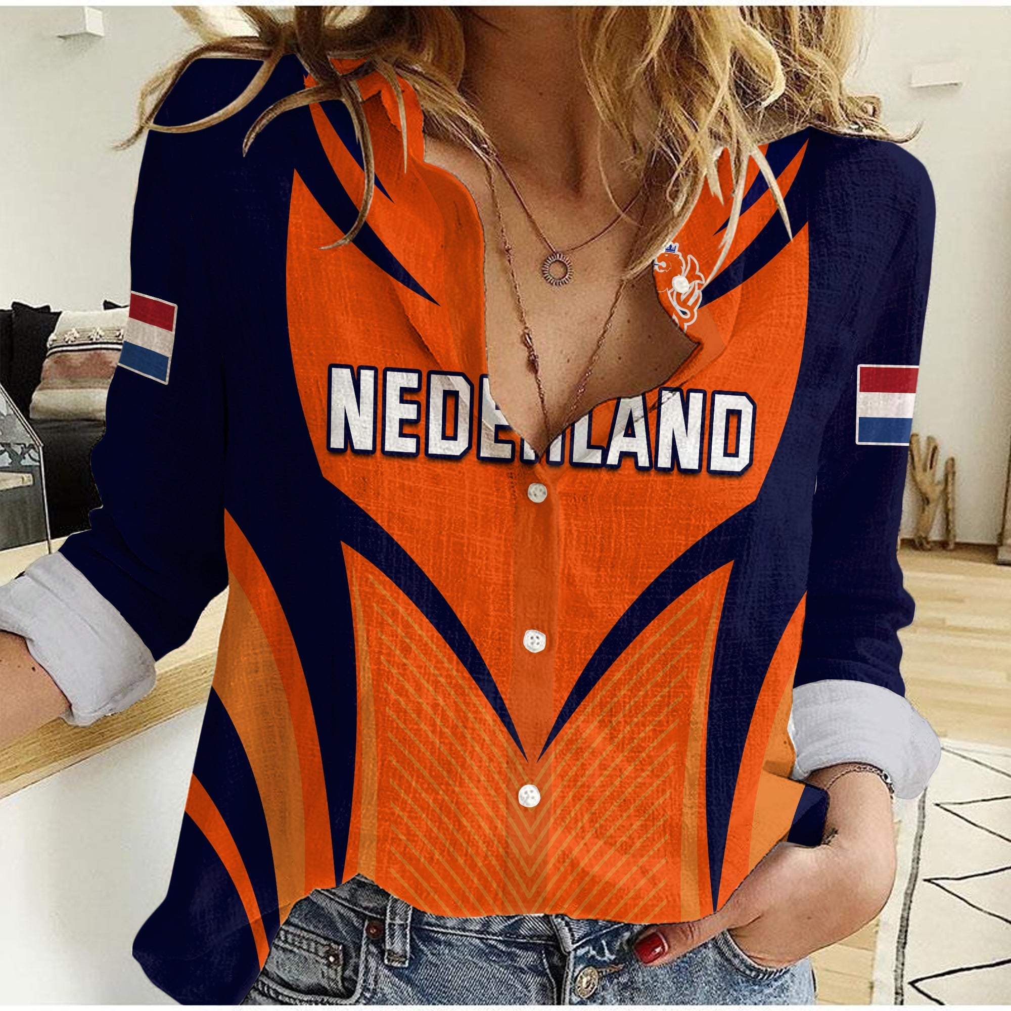 (Custom Personalised) Netherlands Cricket Women Casual Shirt T20 World Cup Nederland Lion - Vibe Hoodie Shop