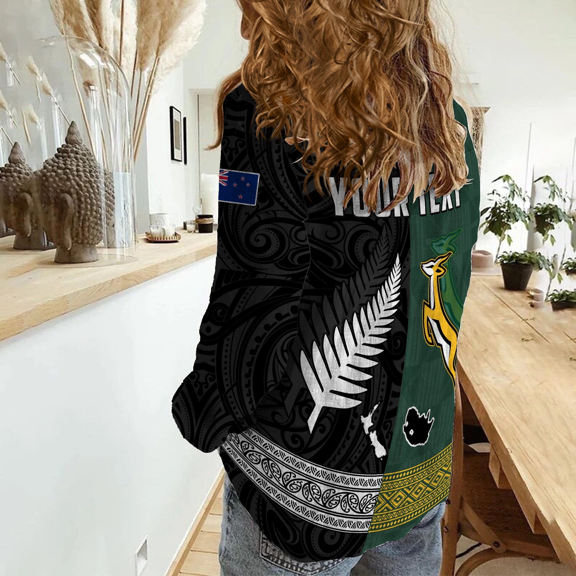 (Custom Personalised) South Africa Protea and New Zealand Fern Women Casual Shirt Rugby Go Springboks vs All Black - Vibe Hoodie Shop