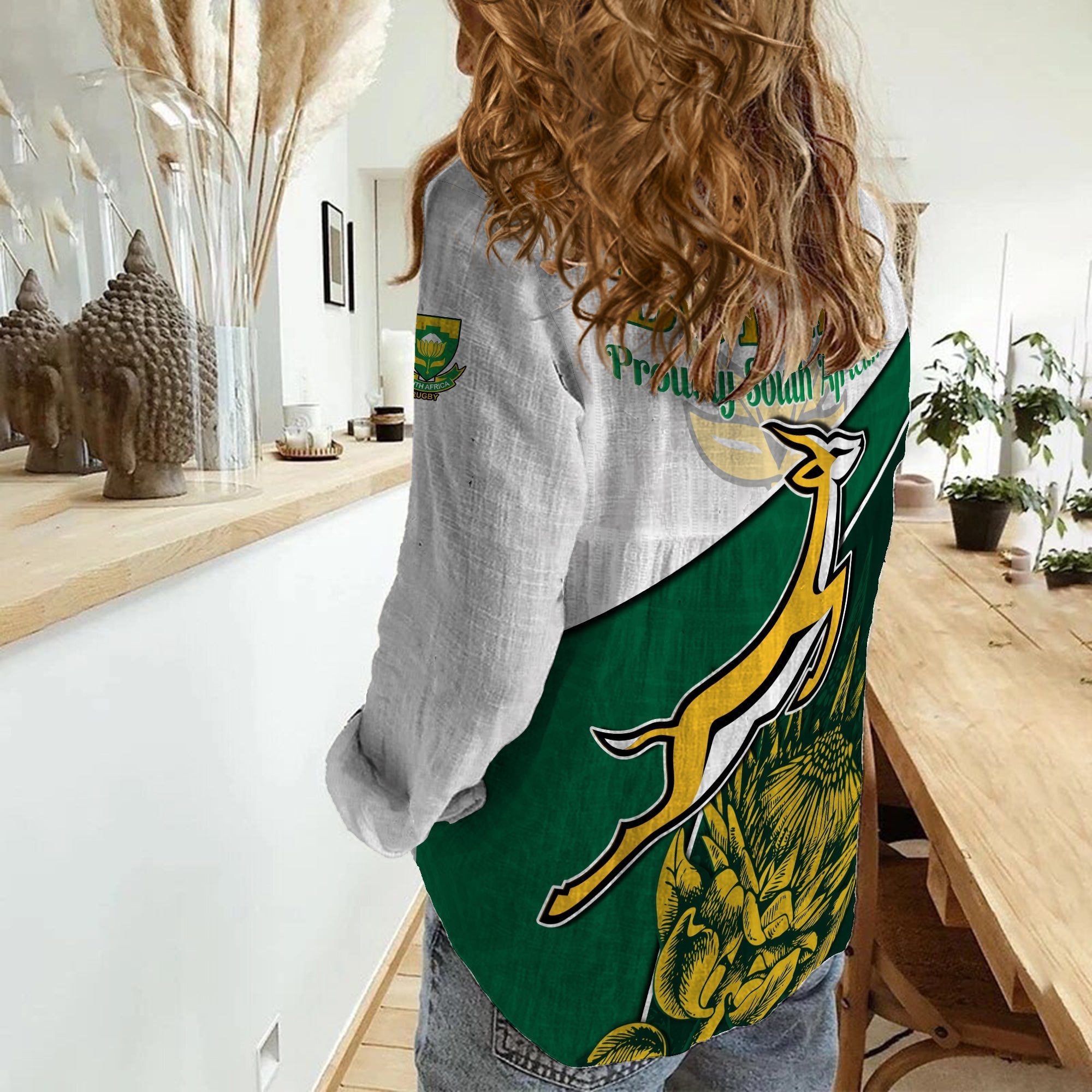 (Custom Personalised) South Africa Rugby Women Casual Shirt King Protea Proudly Springboks - Vibe Hoodie Shop