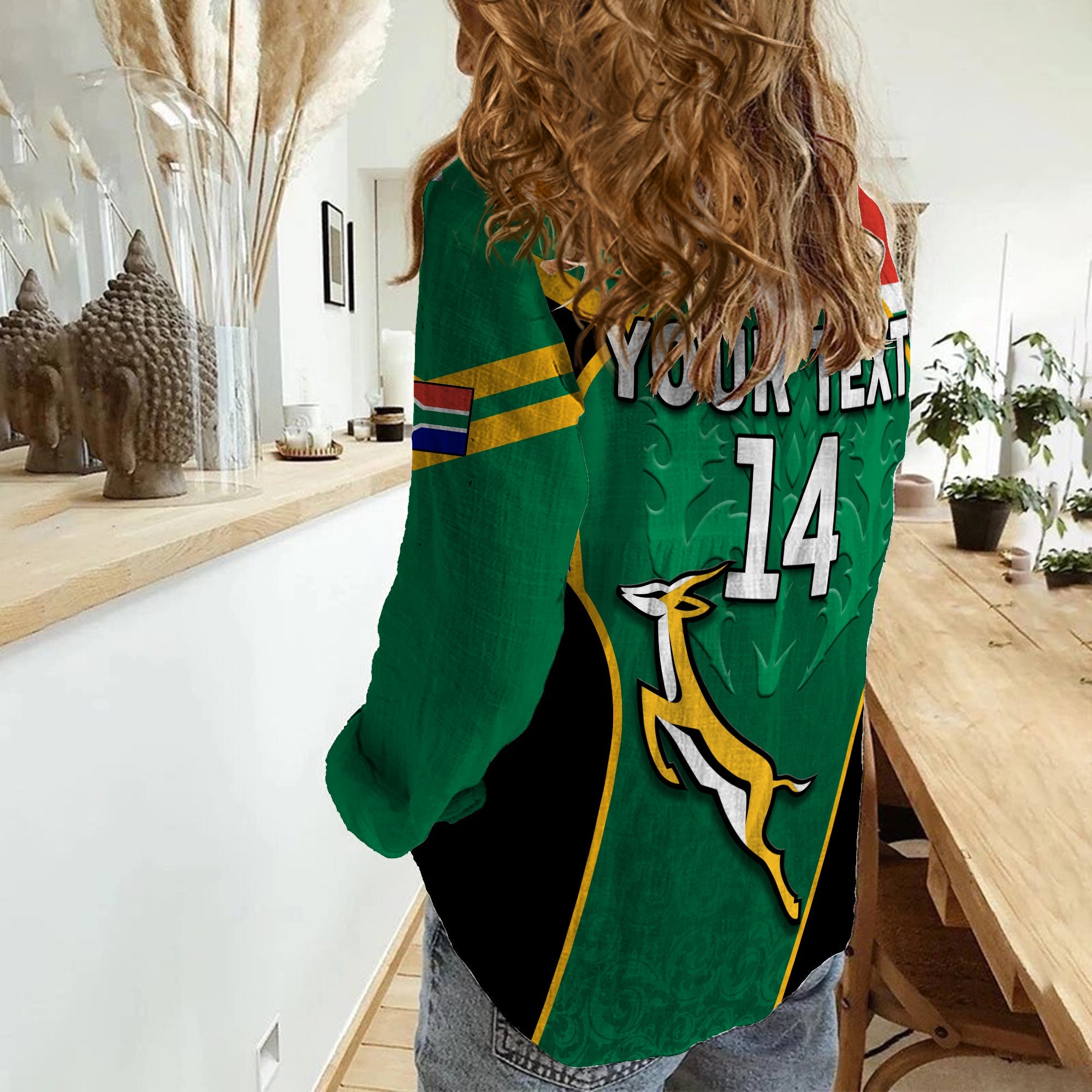 (Custom Text And Number) South Africa Rugby Women Casual Springboks 2022 Sporty Style Go Amabokoboko - Vibe Hoodie Shop