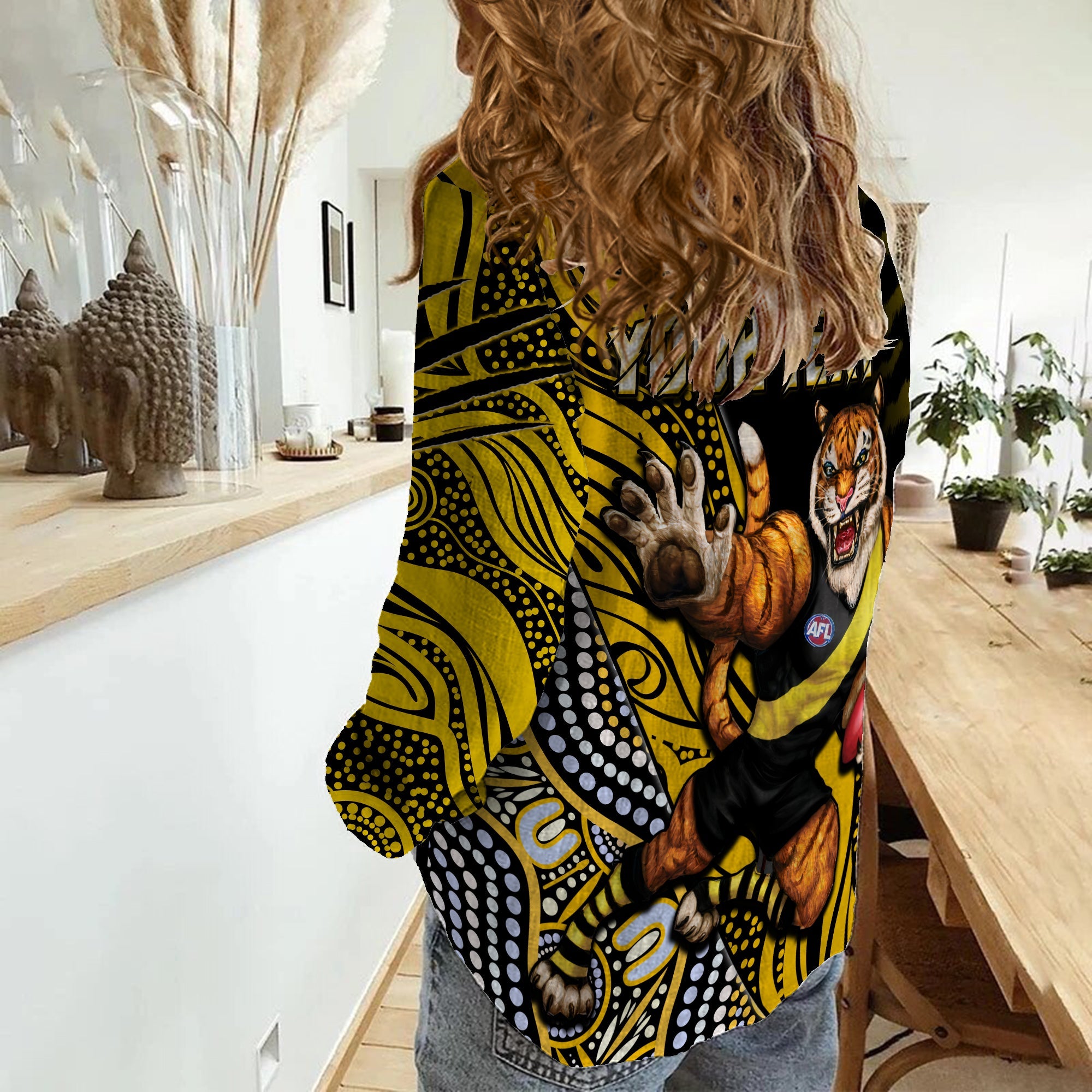 (Custom Personalised) Richmond Football Women Casual Shirt Aboriginal Go The Tigers Mascot - Vibe Hoodie Shop