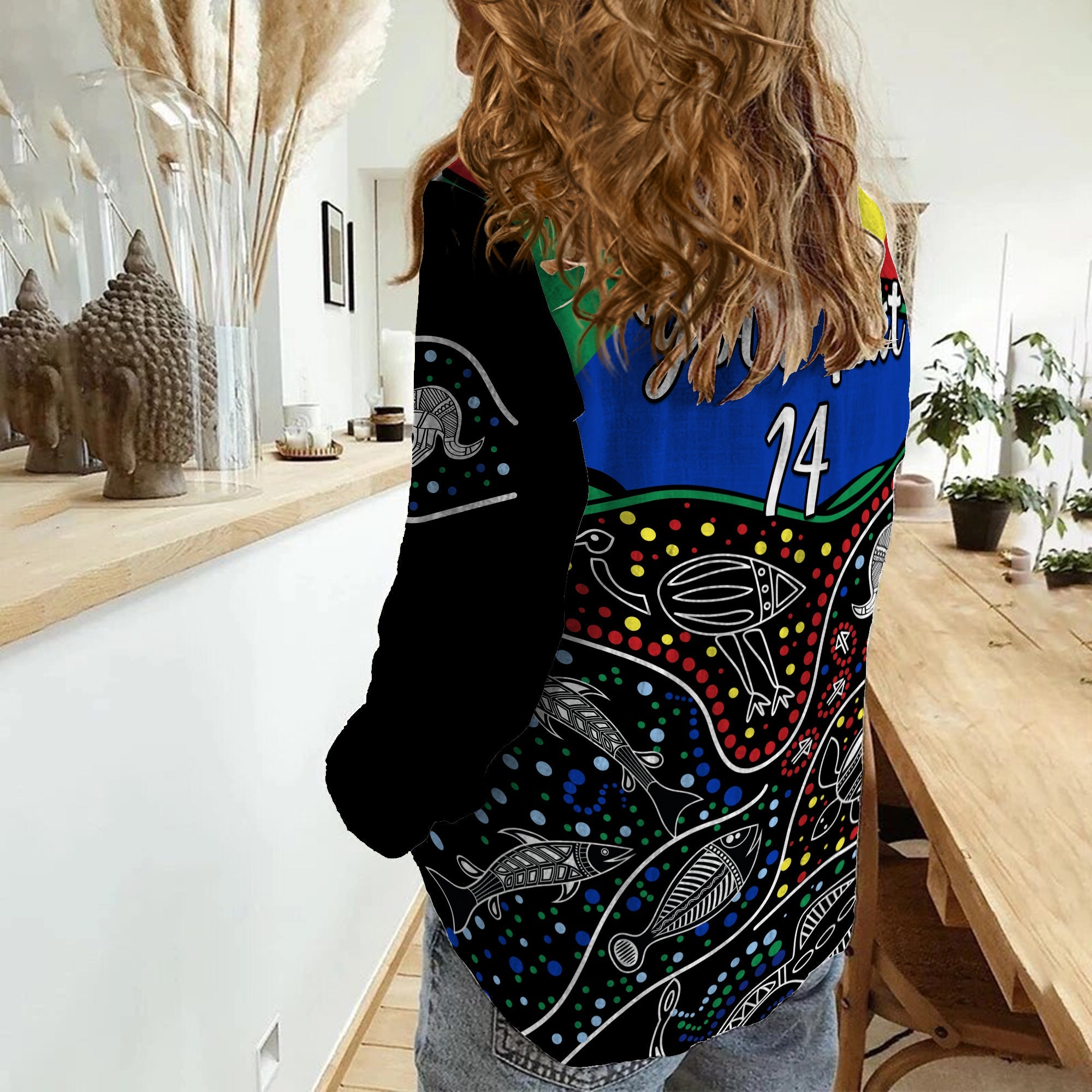 (Custom Text and Number) NAIDOC Week Women Casual Shirt National Aborigines And Torres Strait Islander Animals Aboriginal Art - Vibe Hoodie Shop