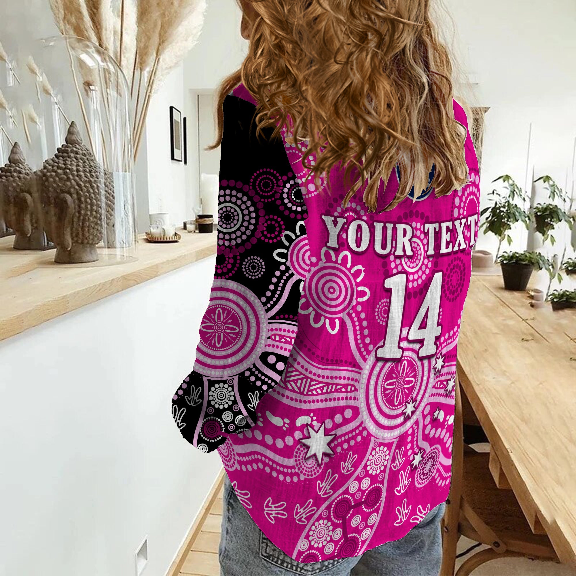 (Custom Text And Number) Sydney Sixers Women Casual Shirt Cricket Indigenous Australian Art Ver.01 - Vibe Hoodie Shop