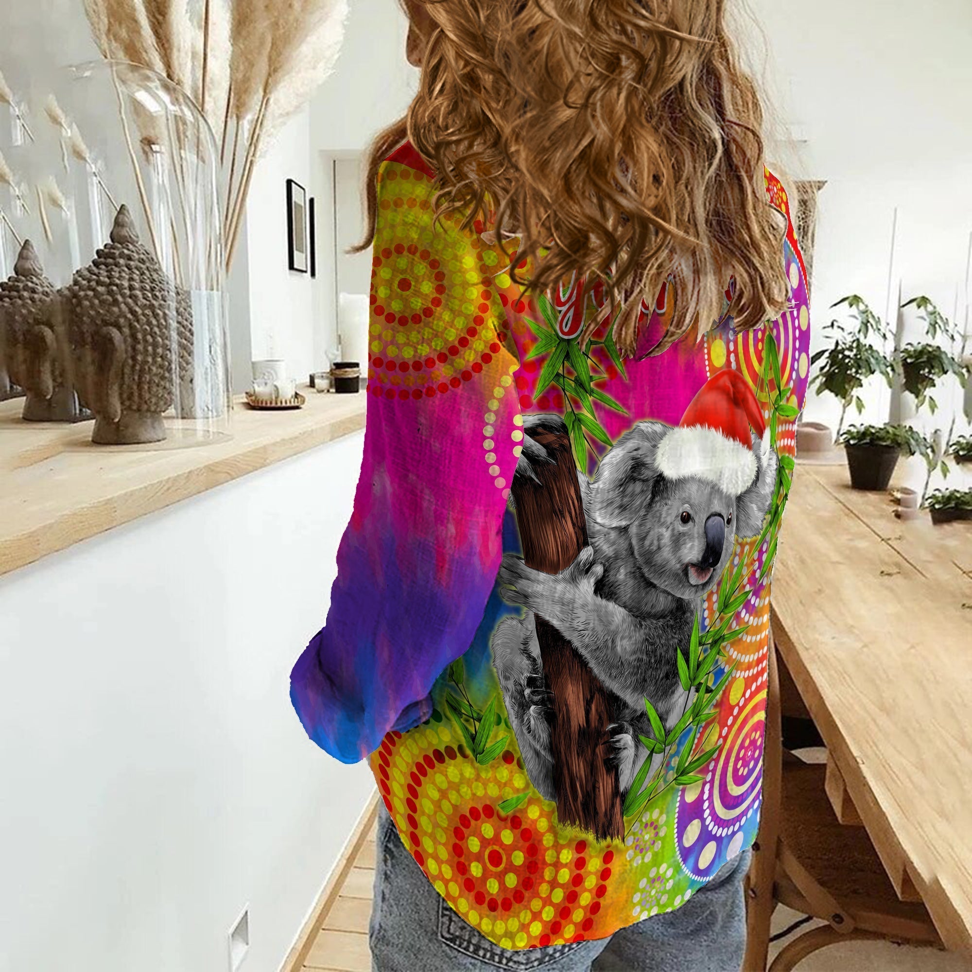 (Custom Personalised) Australia Koala Aboriginal Women Casual Shirt Rainbow Tie Dye Merry Christmas - Vibe Hoodie Shop