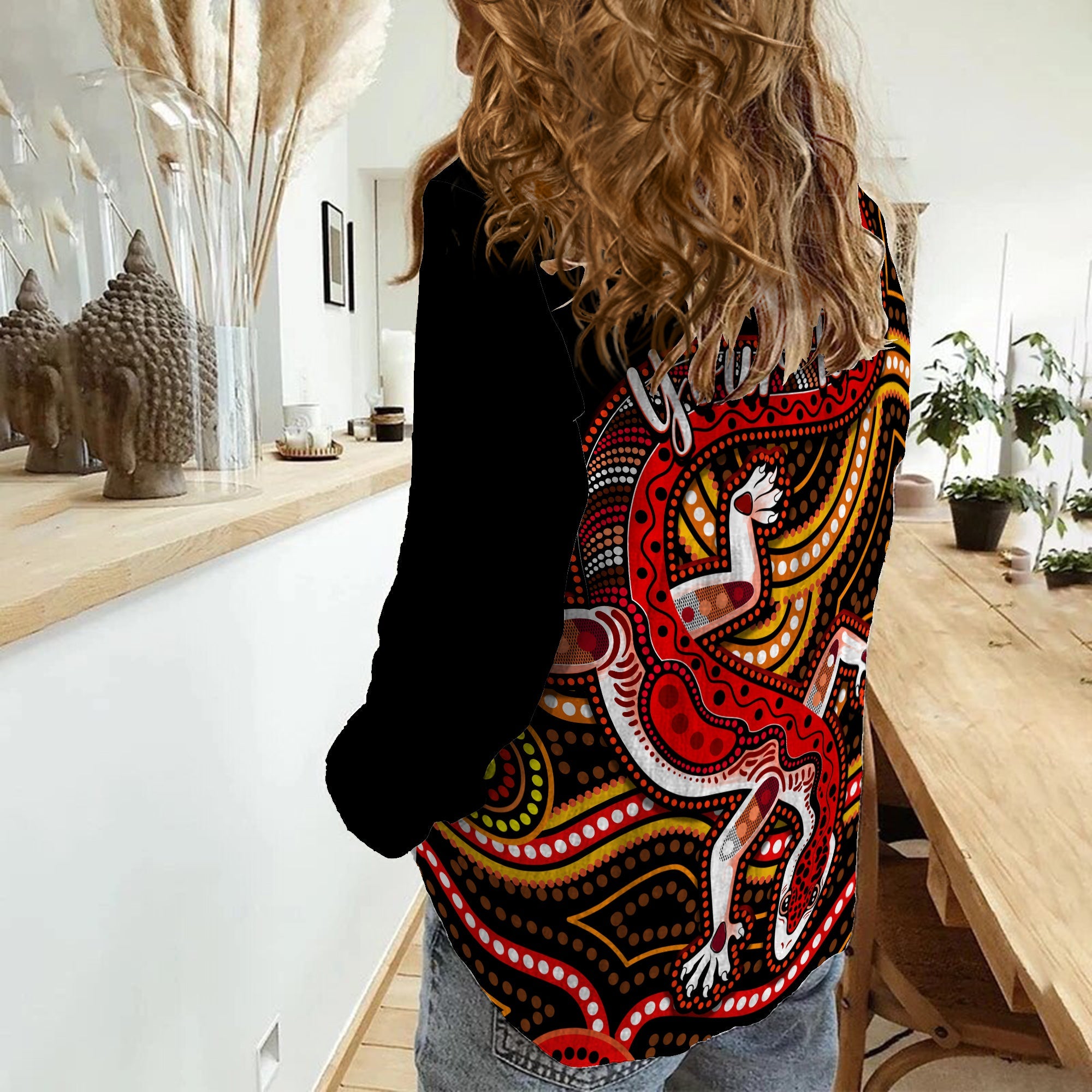 (Custom Personalised) Aboriginal Art Lizard Women Casual Shirt You Are Number One - Vibe Hoodie Shop