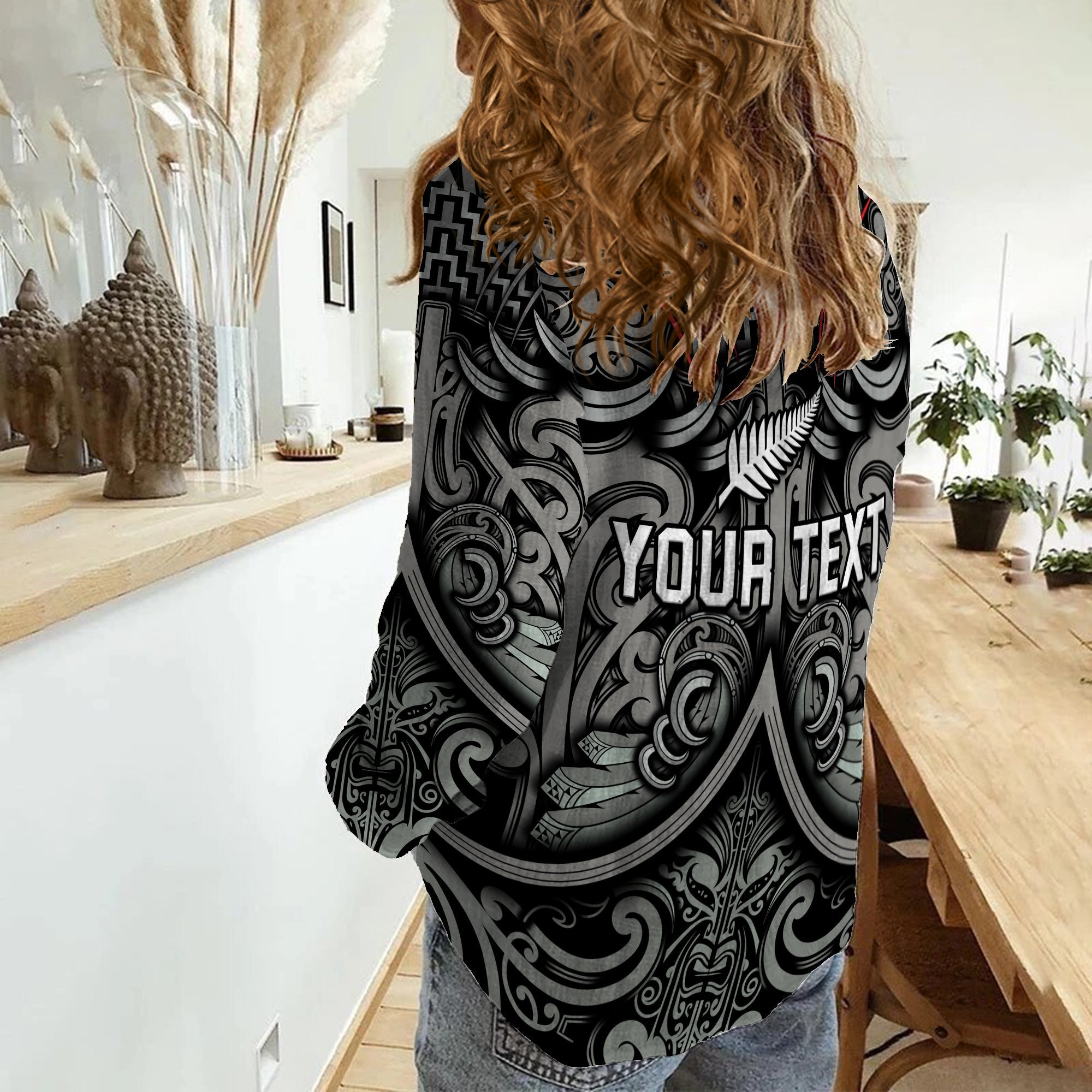 (Custom Personalised) New Zealand Silver Fern Rugby Women Casual Shirt All Black NZ Maori Pattern - Vibe Hoodie Shop