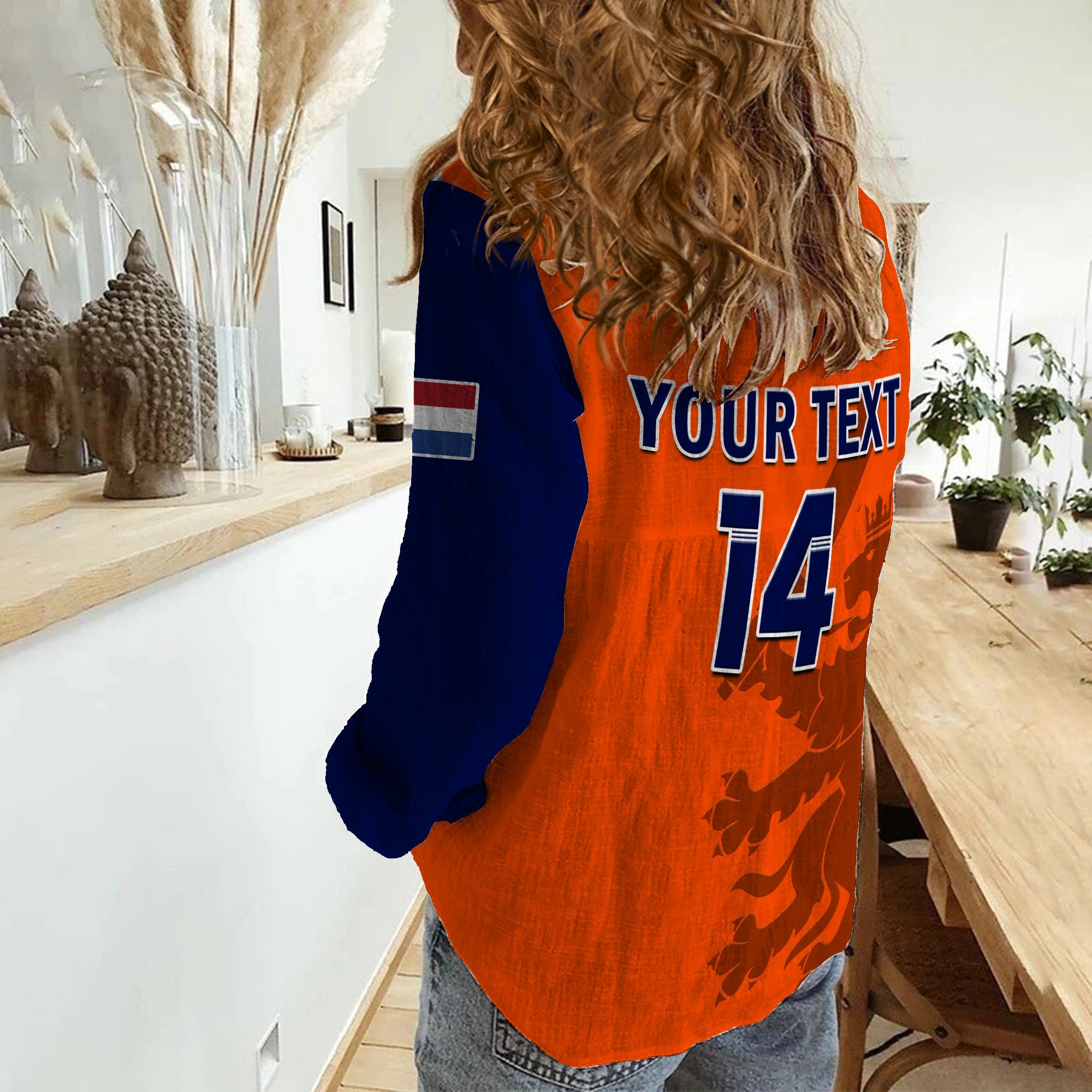 (Custom Text And Number) Netherlands Cricket Women Casual Shirt ODI Simple Orange Style - Vibe Hoodie Shop