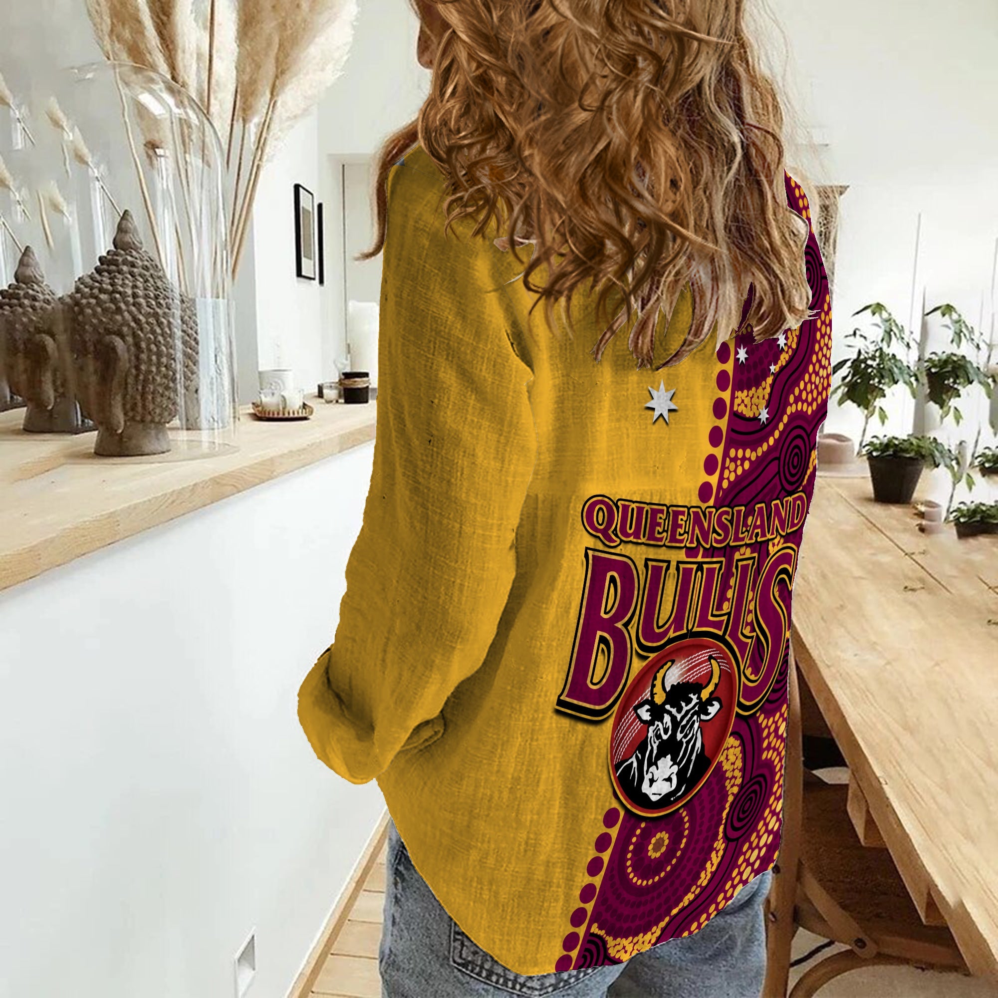 Queensland Cricket 2023 Women Casual Shirt Bulls Sheffield Shield Indigenous - Vibe Hoodie Shop