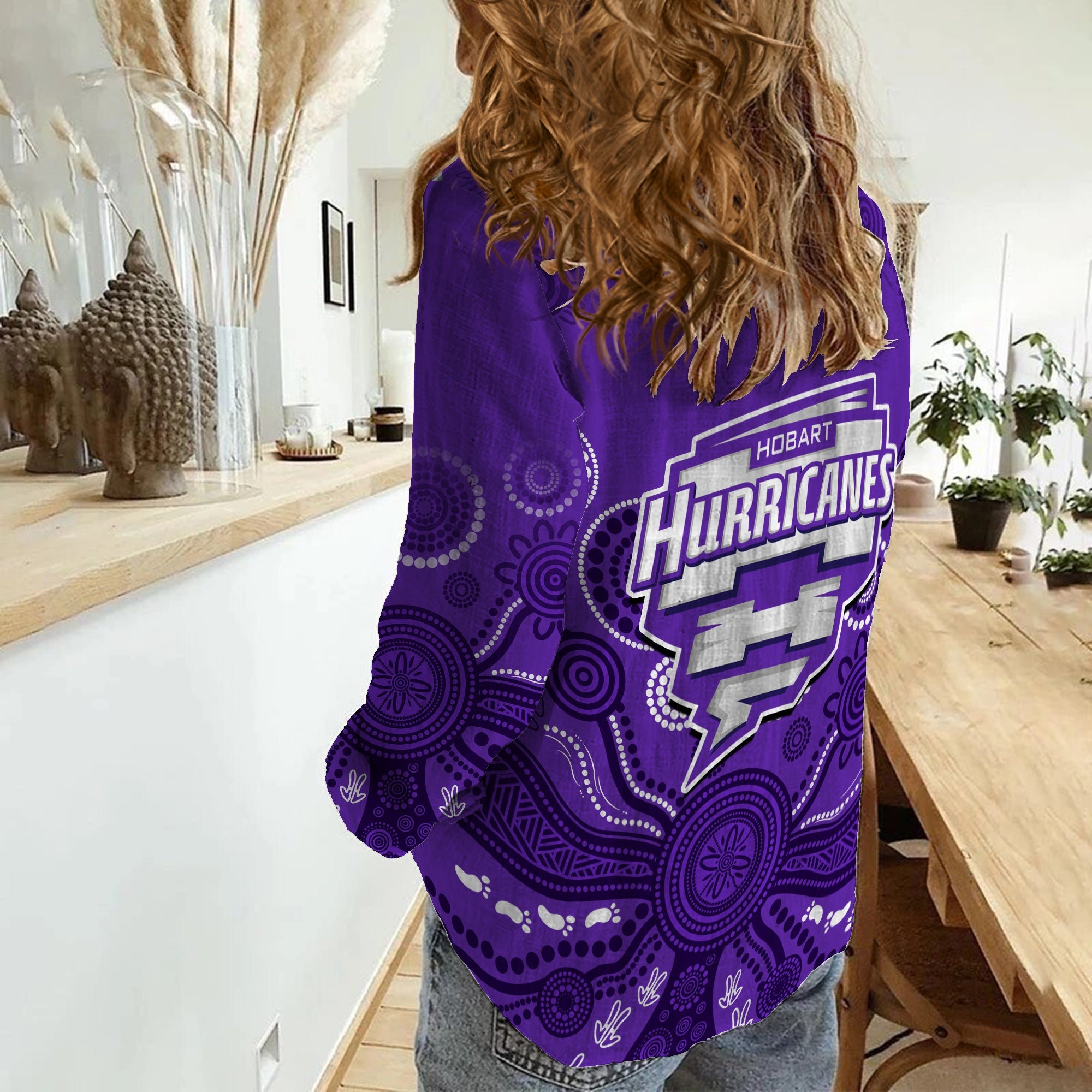Hobart Hurricanes Cricket Women Casual Shirt Indigenous Artsy - Vibe Hoodie Shop