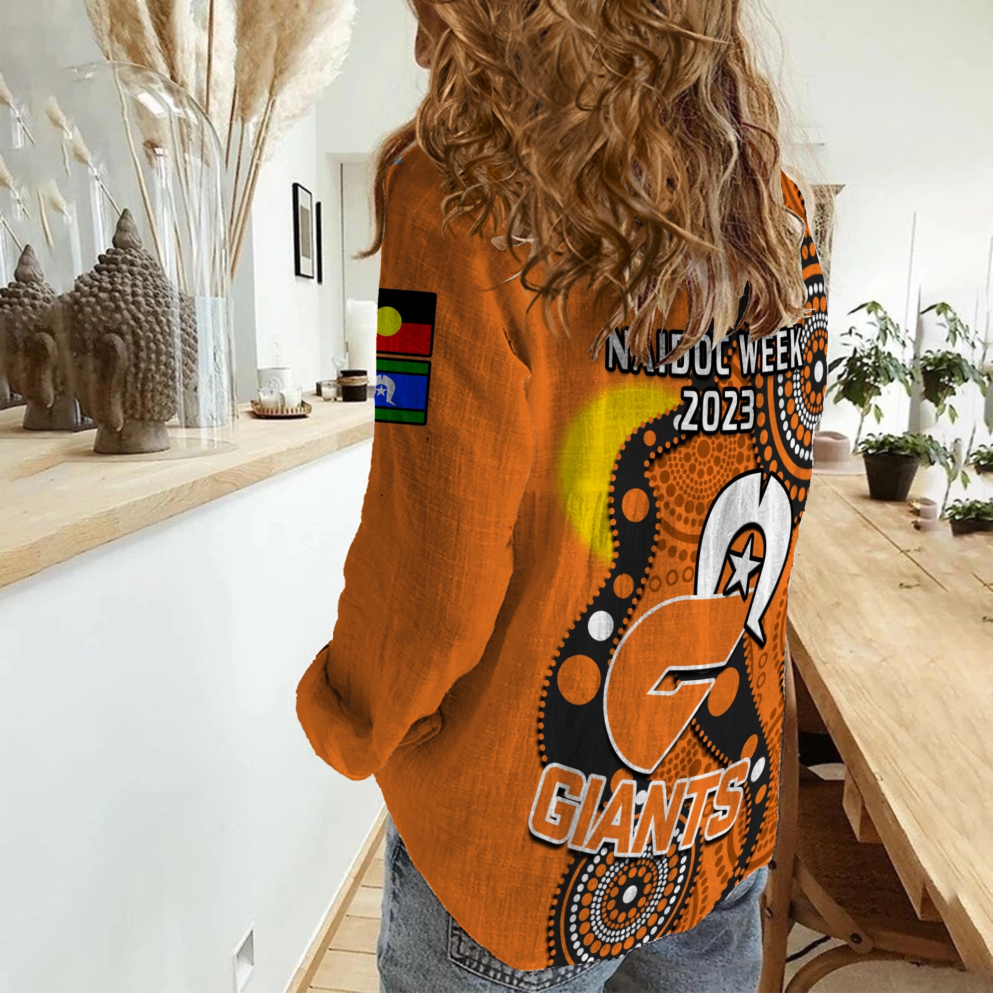 GWS Giants Football NAIDOC 2023 Women Casual Shirt Indigenous For Our Elders - Vibe Hoodie Shop