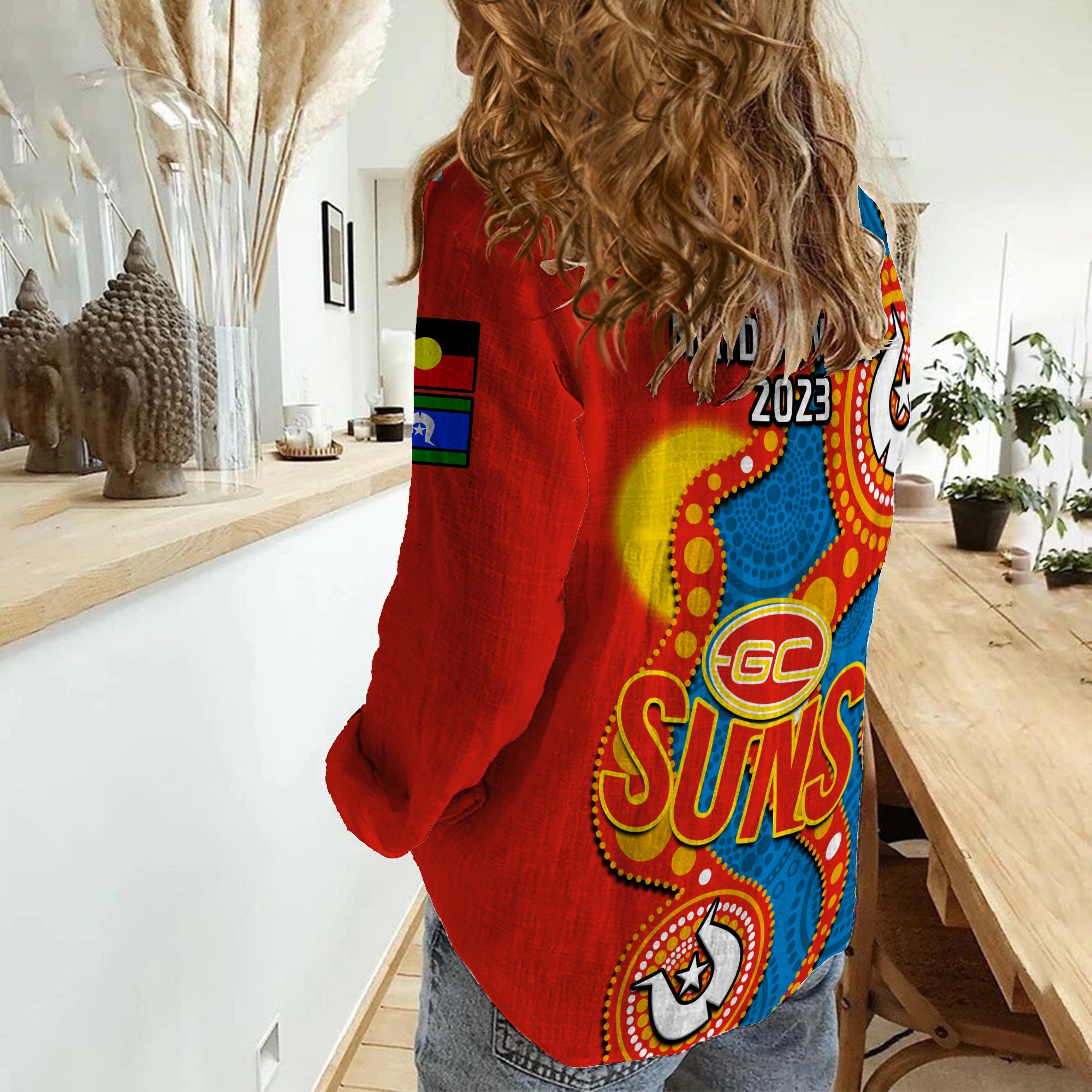 Gold Coast Football NAIDOC 2023 Women Casual Shirt Suns Indigenous For Our Elders - Vibe Hoodie Shop