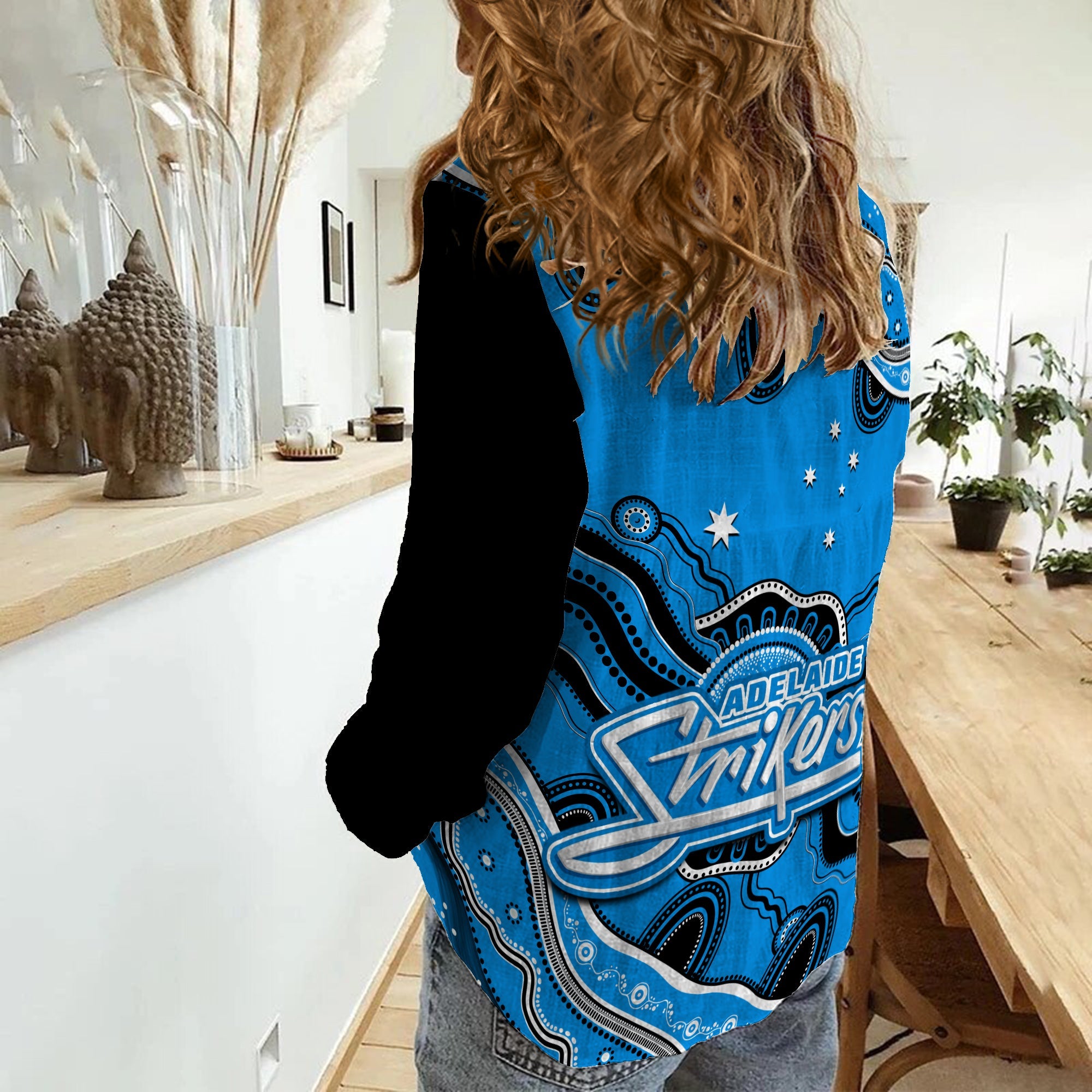 Adelaide Strikers Cricket Women Casual Shirt Aboriginal Painting - Vibe Hoodie Shop