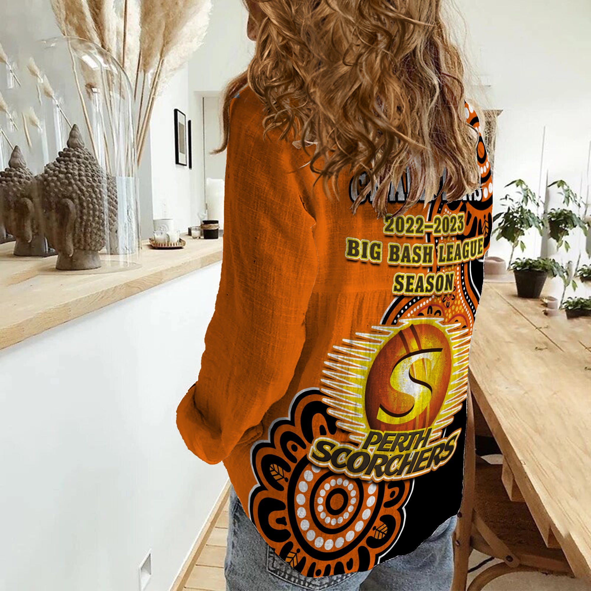 Perth Scorchers Cricket Women Casual Shirt We Are The Champions Aboriginal - Vibe Hoodie Shop
