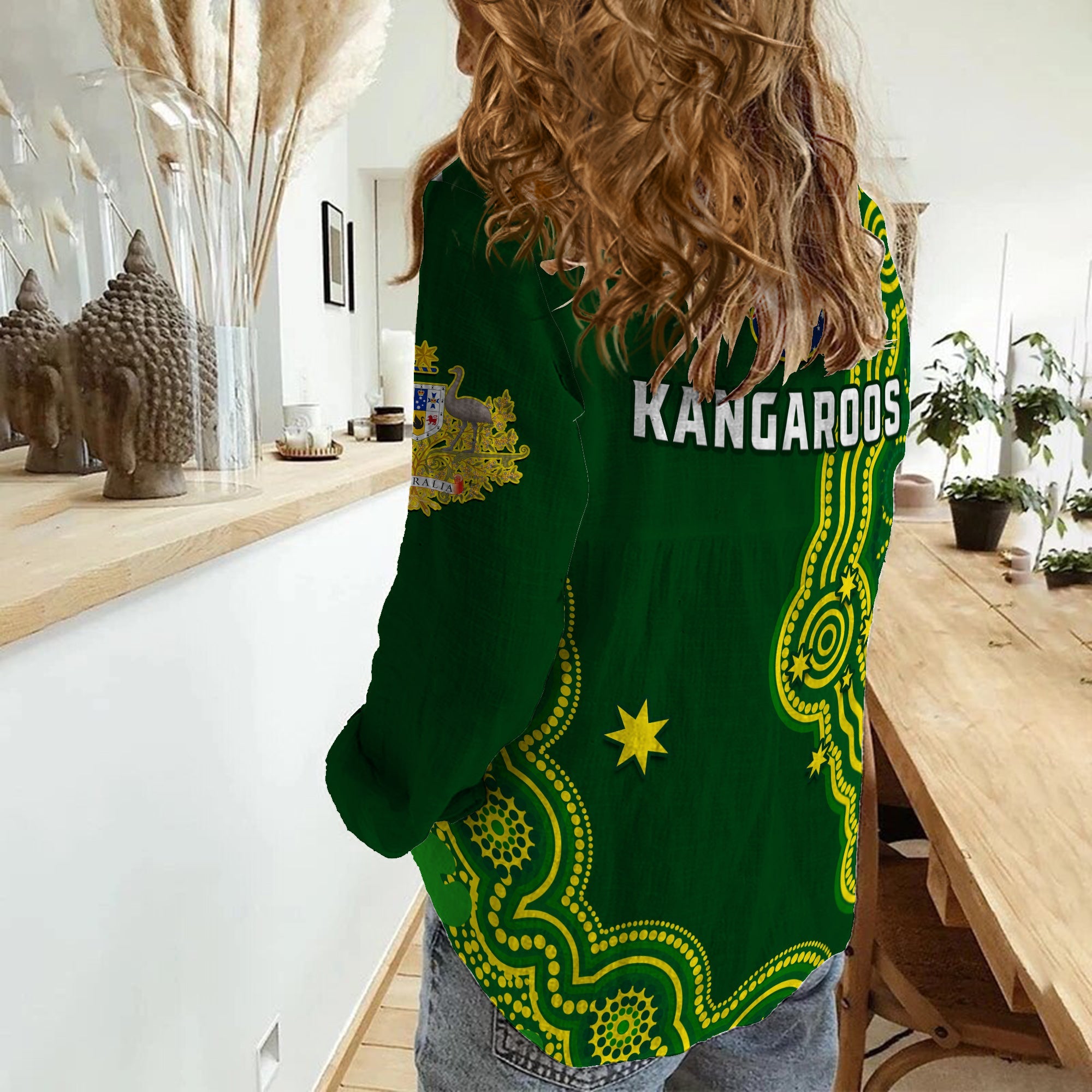 Australia Rugby Women Casual Shirt The Kangaroos Champions Pacific Indigenous - Vibe Hoodie Shop