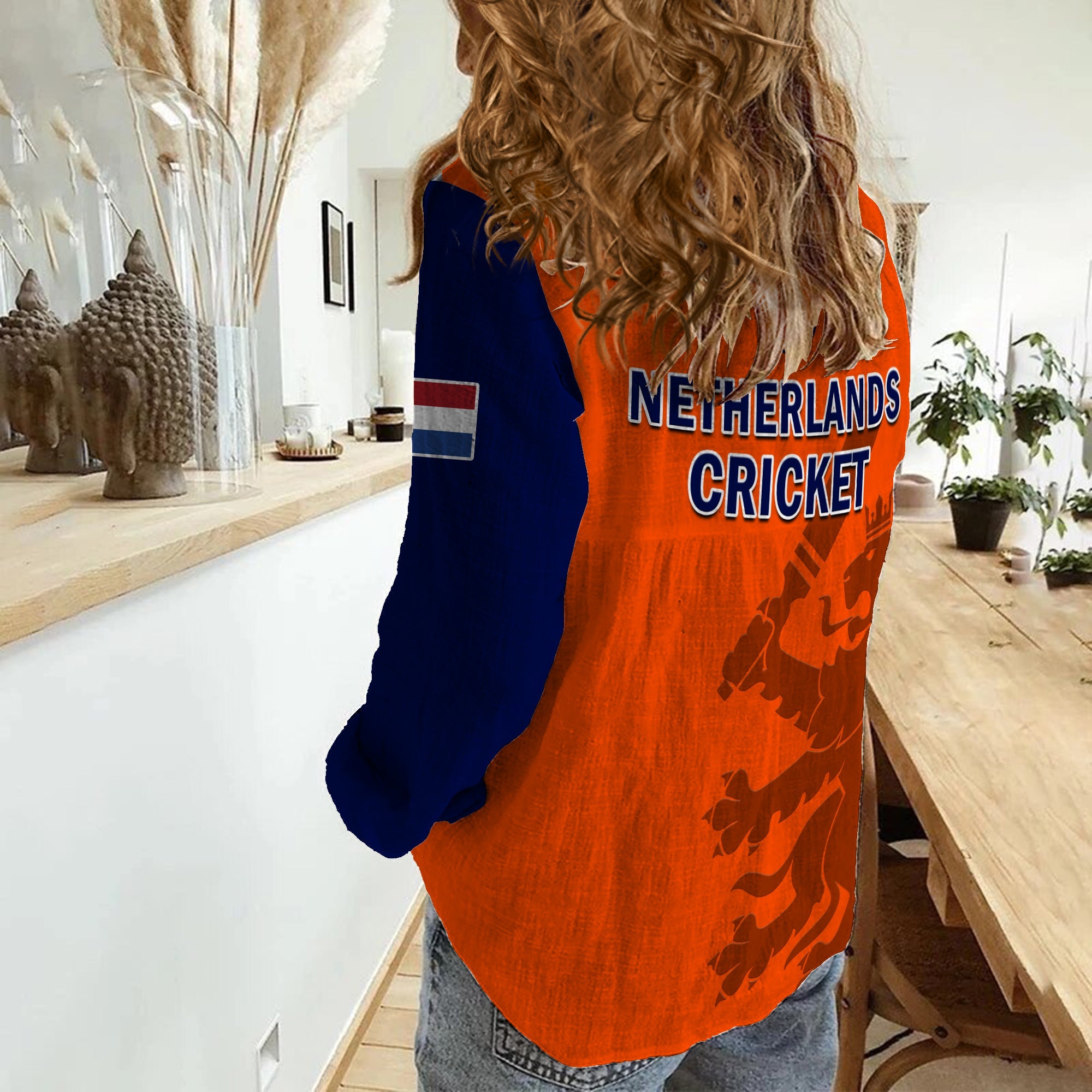 Netherlands Cricket Women Casual Shirt ODI Simple Orange Style - Vibe Hoodie Shop