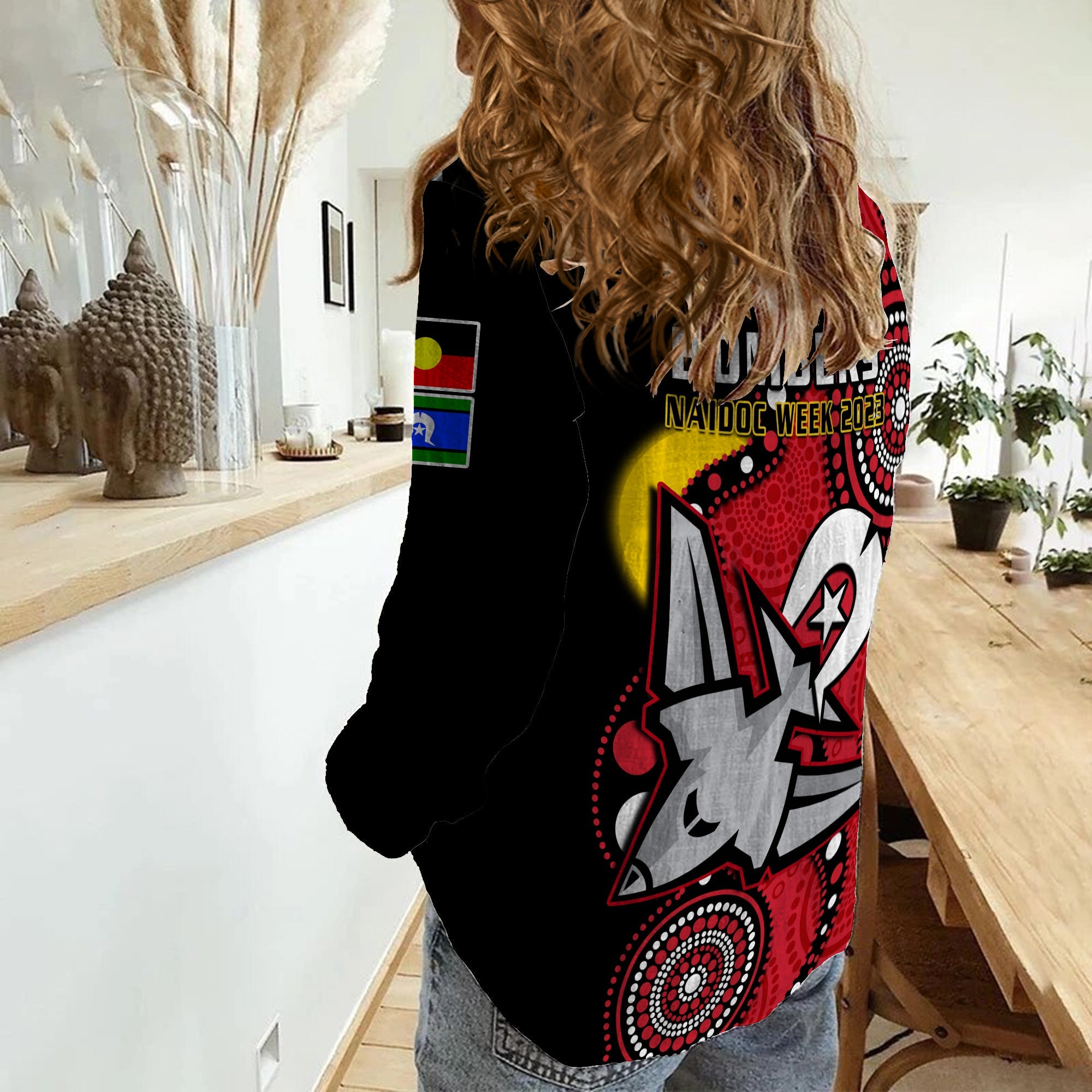 Essendon Football NAIDOC 2023 Women Casual Shirt Bombers For Our Elders Indigenous Art - Vibe Hoodie Shop