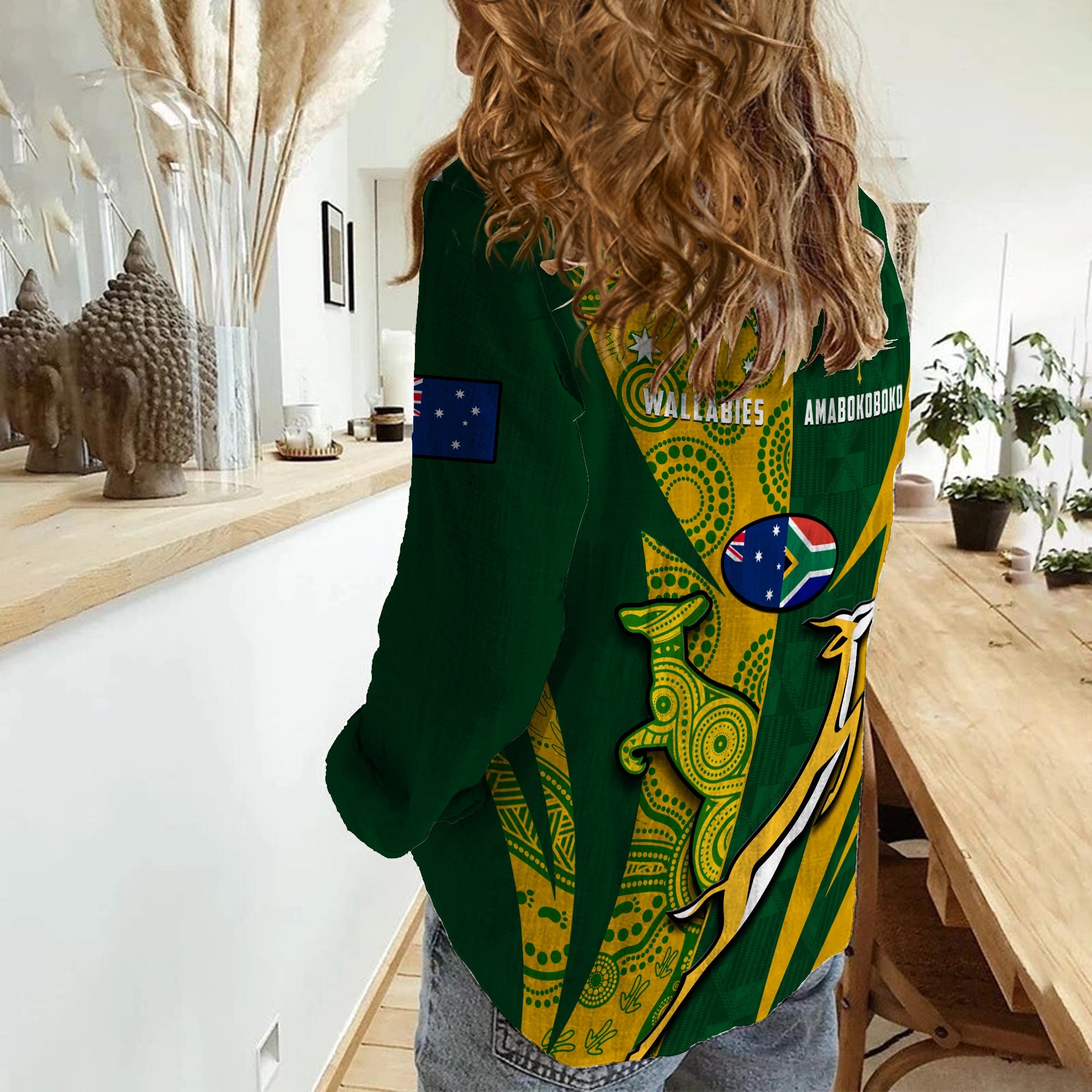 Australia Rugby and South Africa Rugby Women Casual Shirt Wallabies Mix Springboks Sporty - Vibe Hoodie Shop