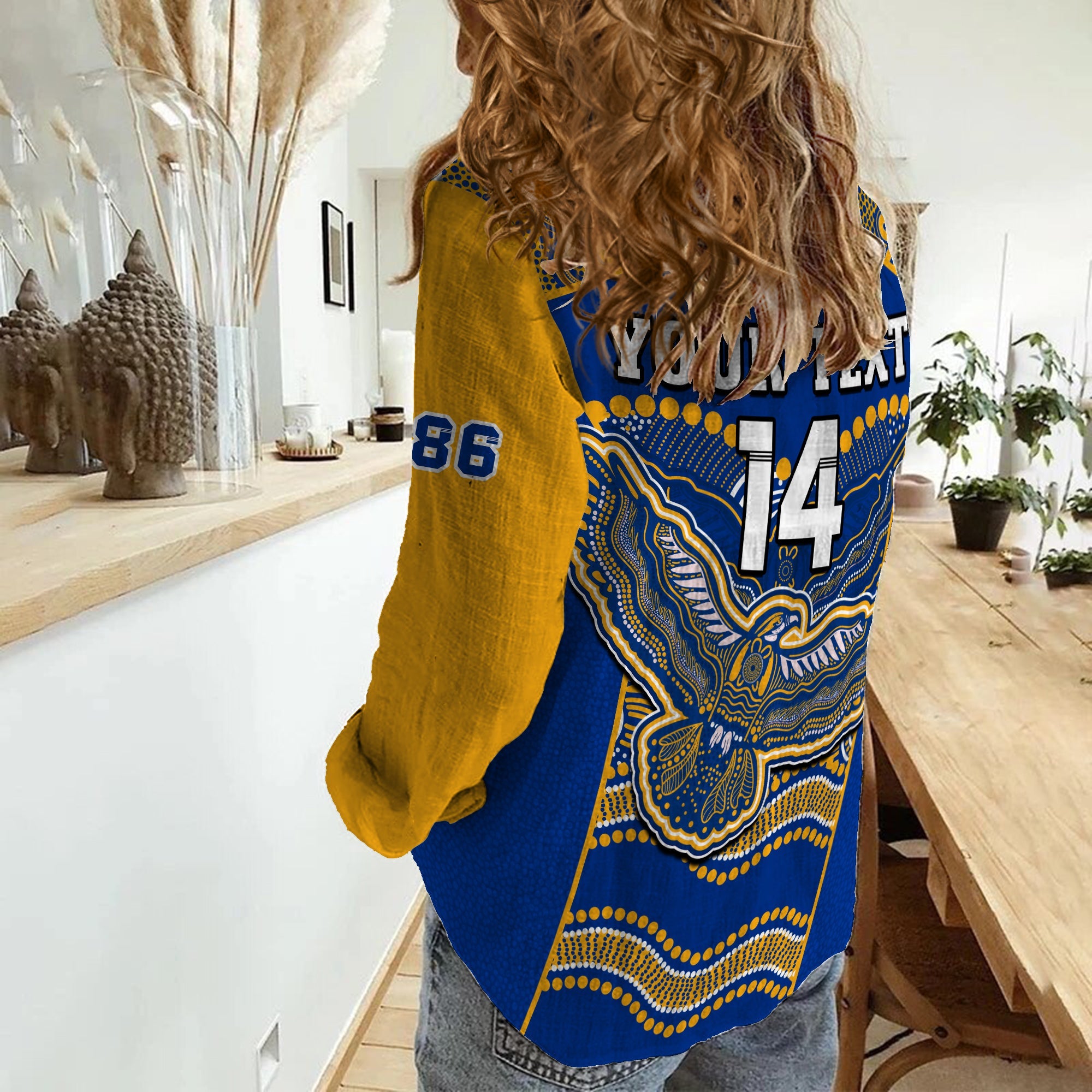 (Custom Text And Number) Eagles Football Women Casual Shirt West Coast 1986 Aboriginal Sporty Style - Vibe Hoodie Shop