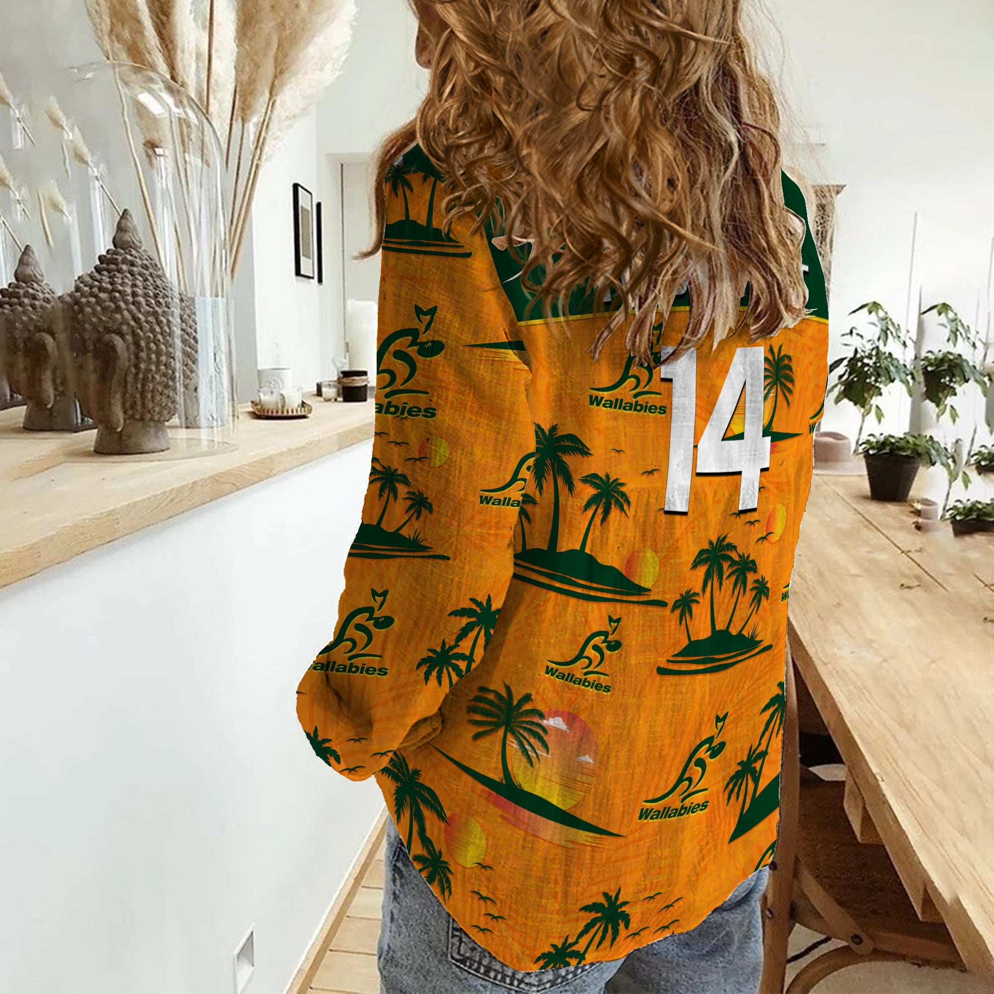 (Custom Text And Number) Wallabies Australian Rugby Women Casual Shirt Hawaii Style - Vibe Hoodie Shop