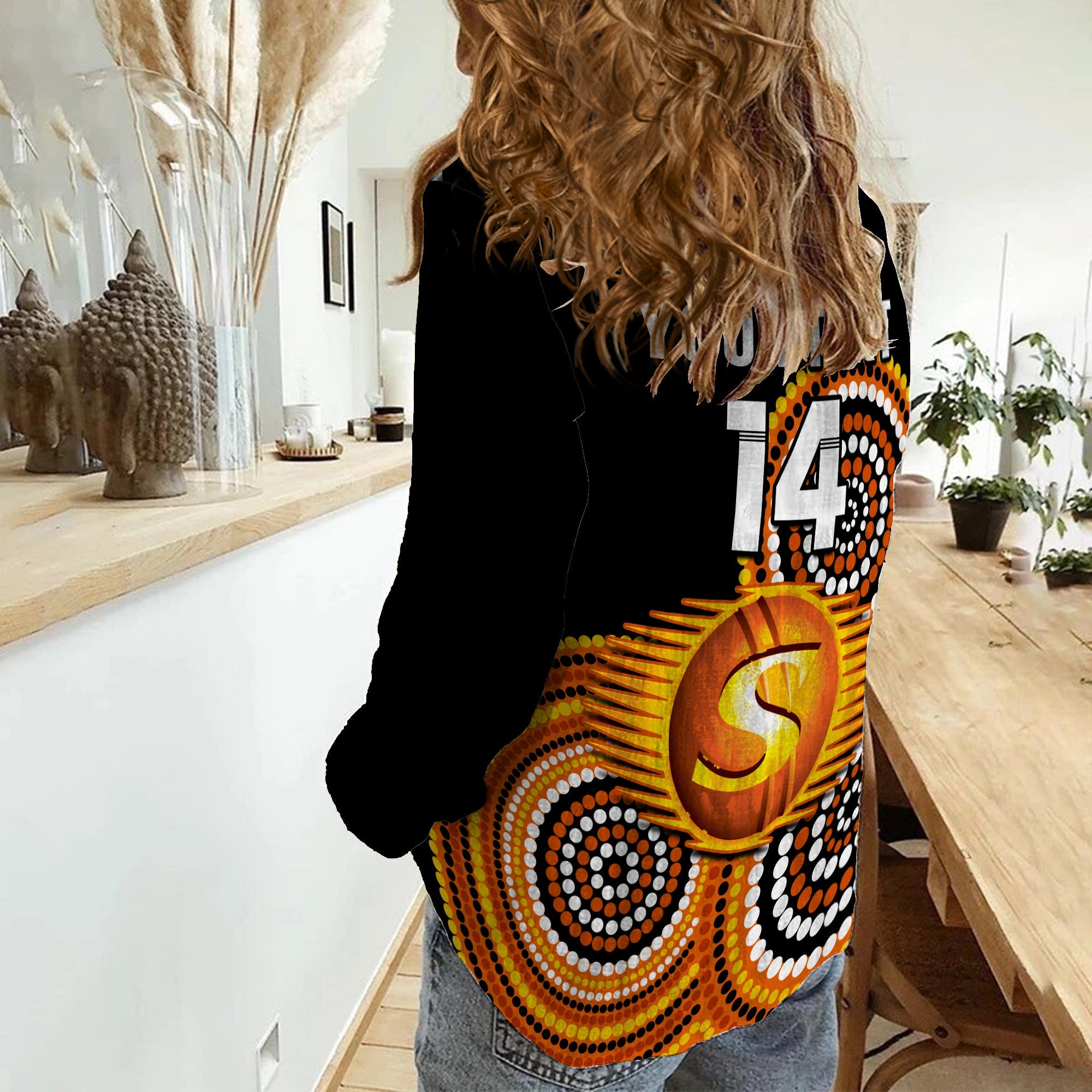 (Custom Text And Number) Perth Scorchers Cricket Women Casual Shirt Champions BBL12 Proud Indigenous Art - Vibe Hoodie Shop