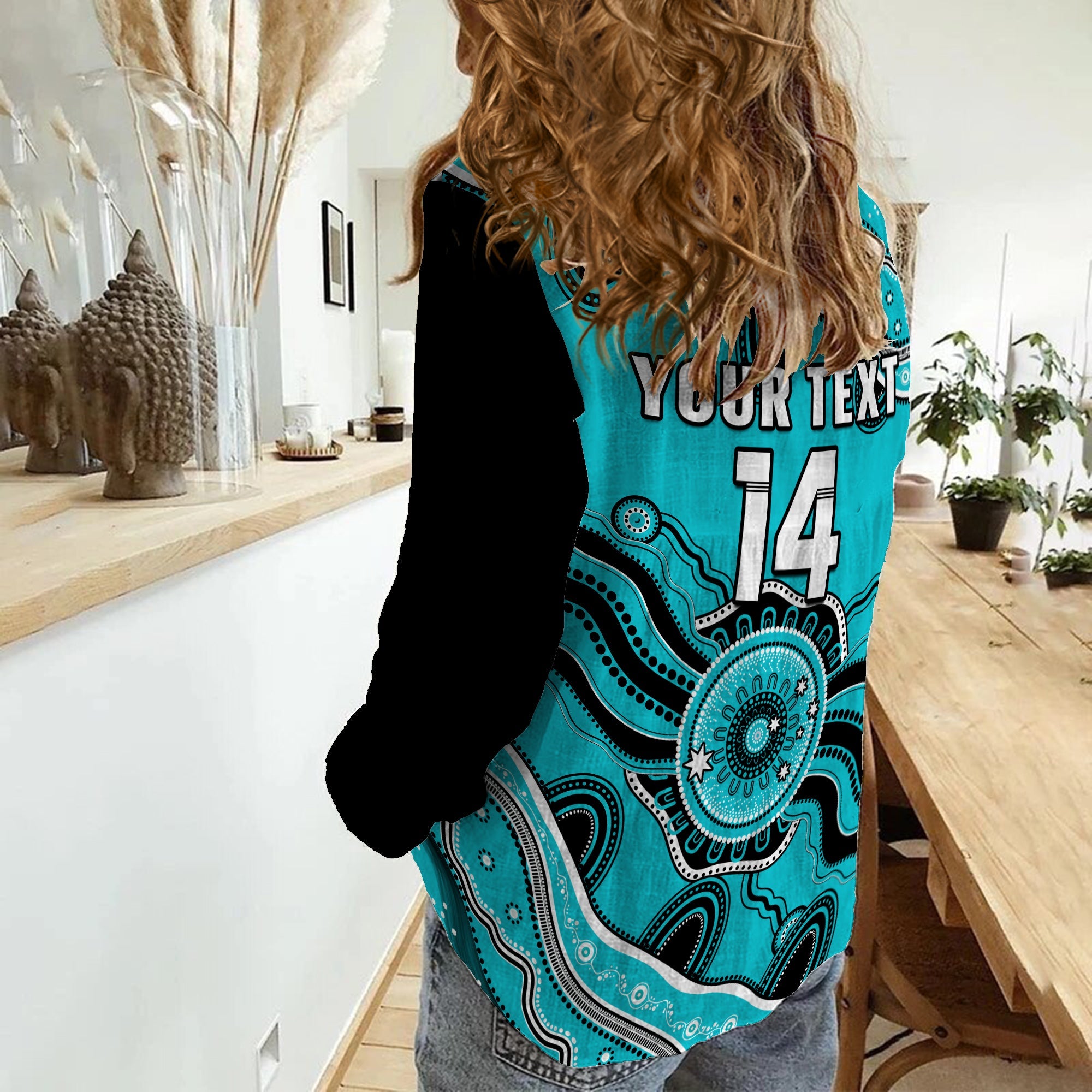 (Custom Text And Number) Brisbane Heat Cricket Women Casual Shirt Aboriginal Painting - Vibe Hoodie Shop
