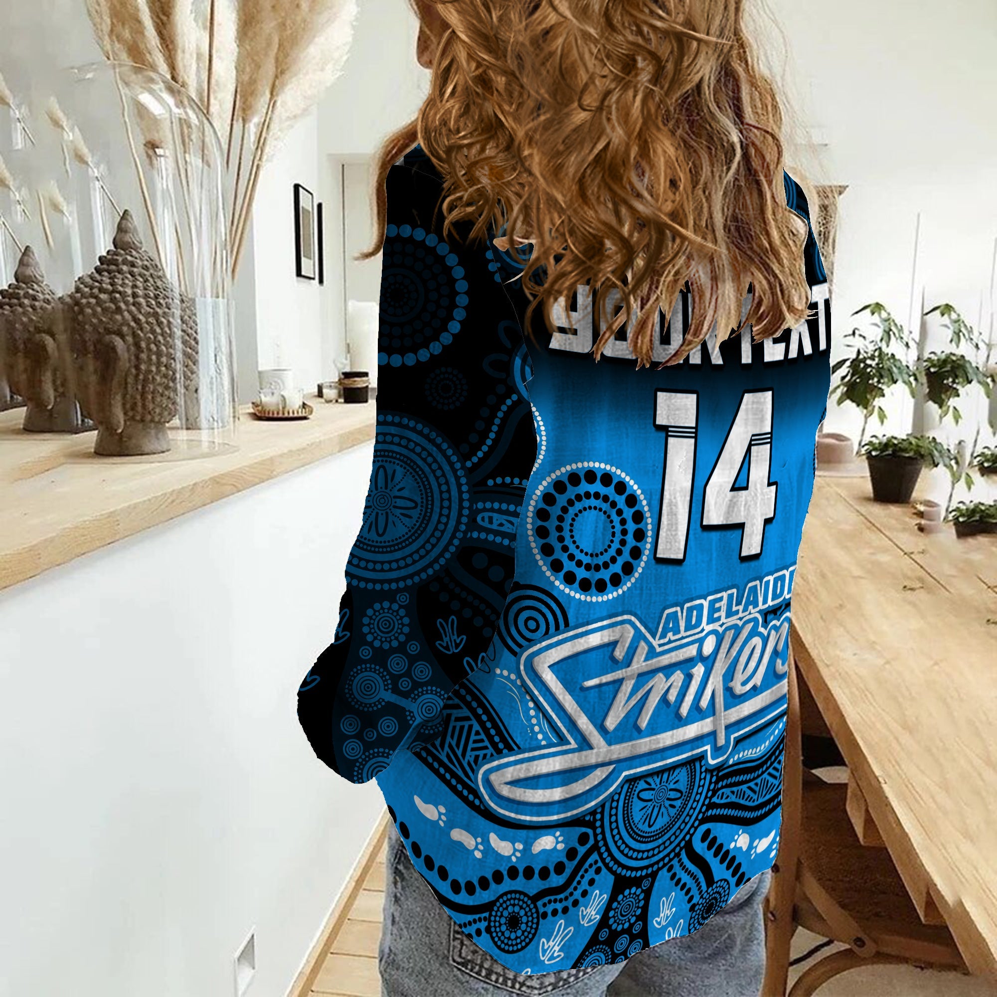 (Custom Text And Number) Adelaide Strikers Women Casual Shirt Gradient Aboriginal Dot Painting - Vibe Hoodie Shop