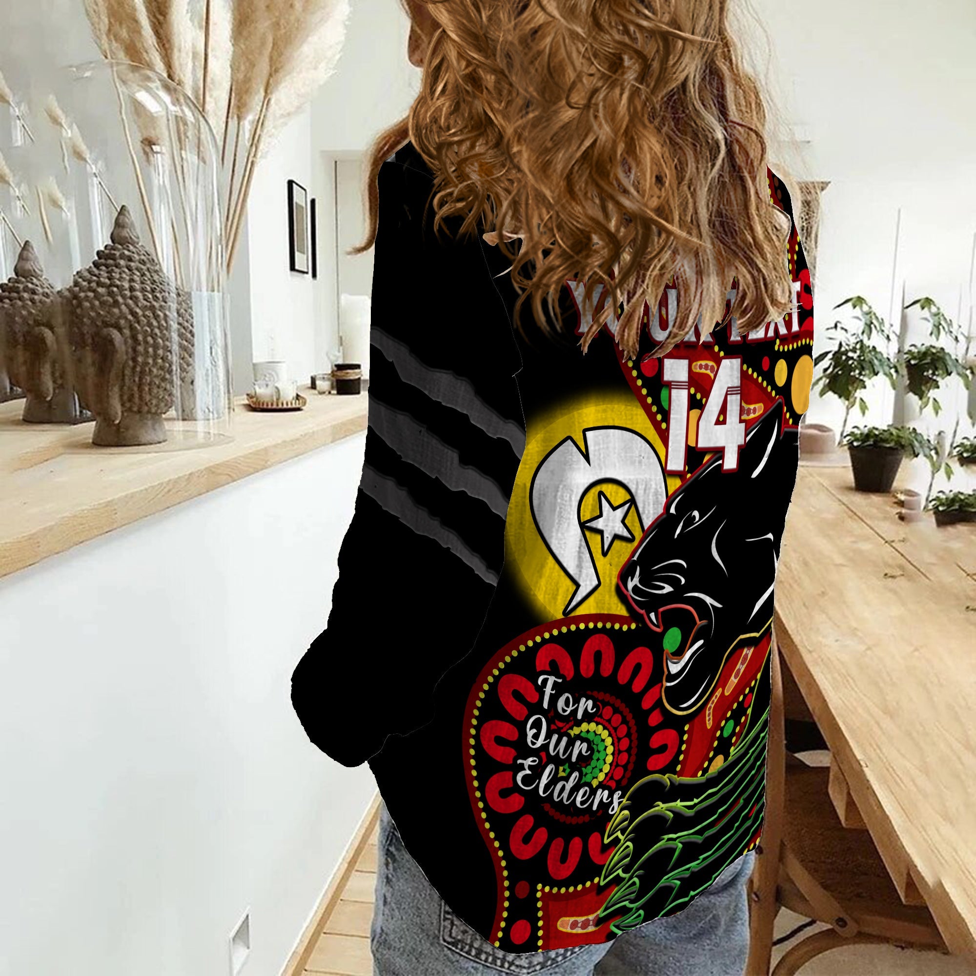 (Custom Text And Number) Panthers Rugby NAIDOC 2023 Women Casual Shirt For Our Elders Aboriginal - Vibe Hoodie Shop