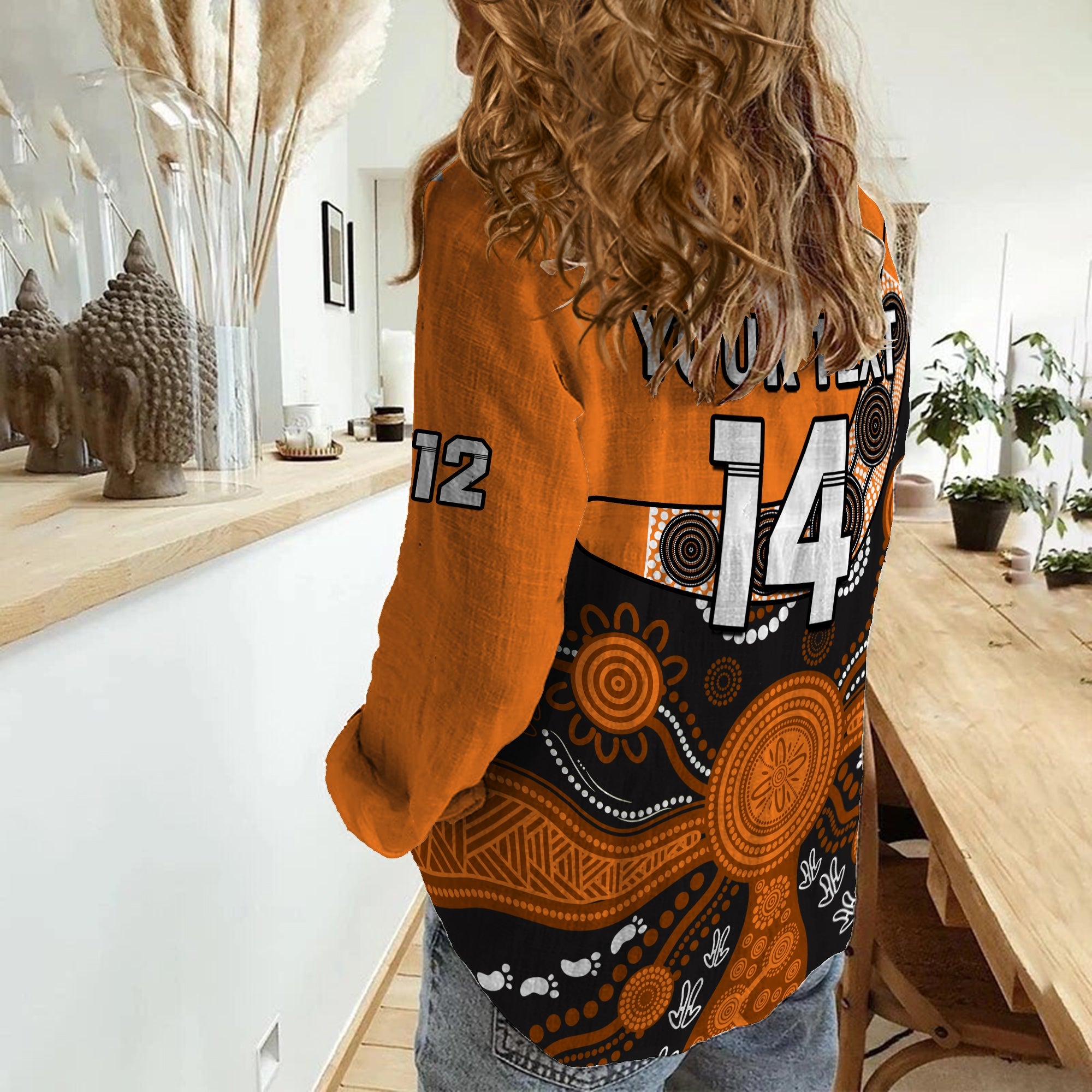 Greater Western Sydney Football Women Casual Shirt Giants 2012 Boomerang Indigenous Pattern - Vibe Hoodie Shop