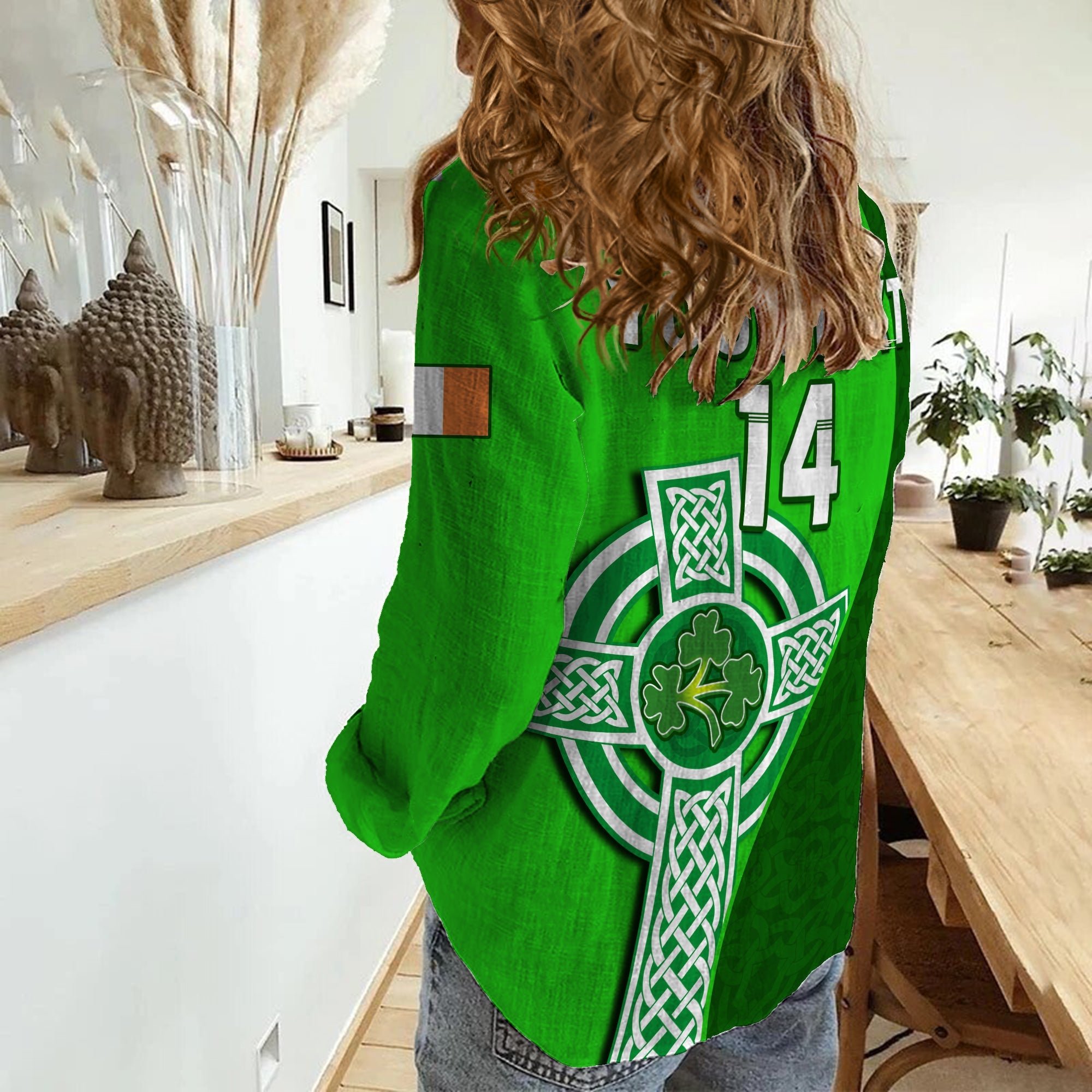 (Custom Text And Number) Ireland Cricket Women Casual Shirt Irish Flag Celtic Cross Sporty Style - Vibe Hoodie Shop