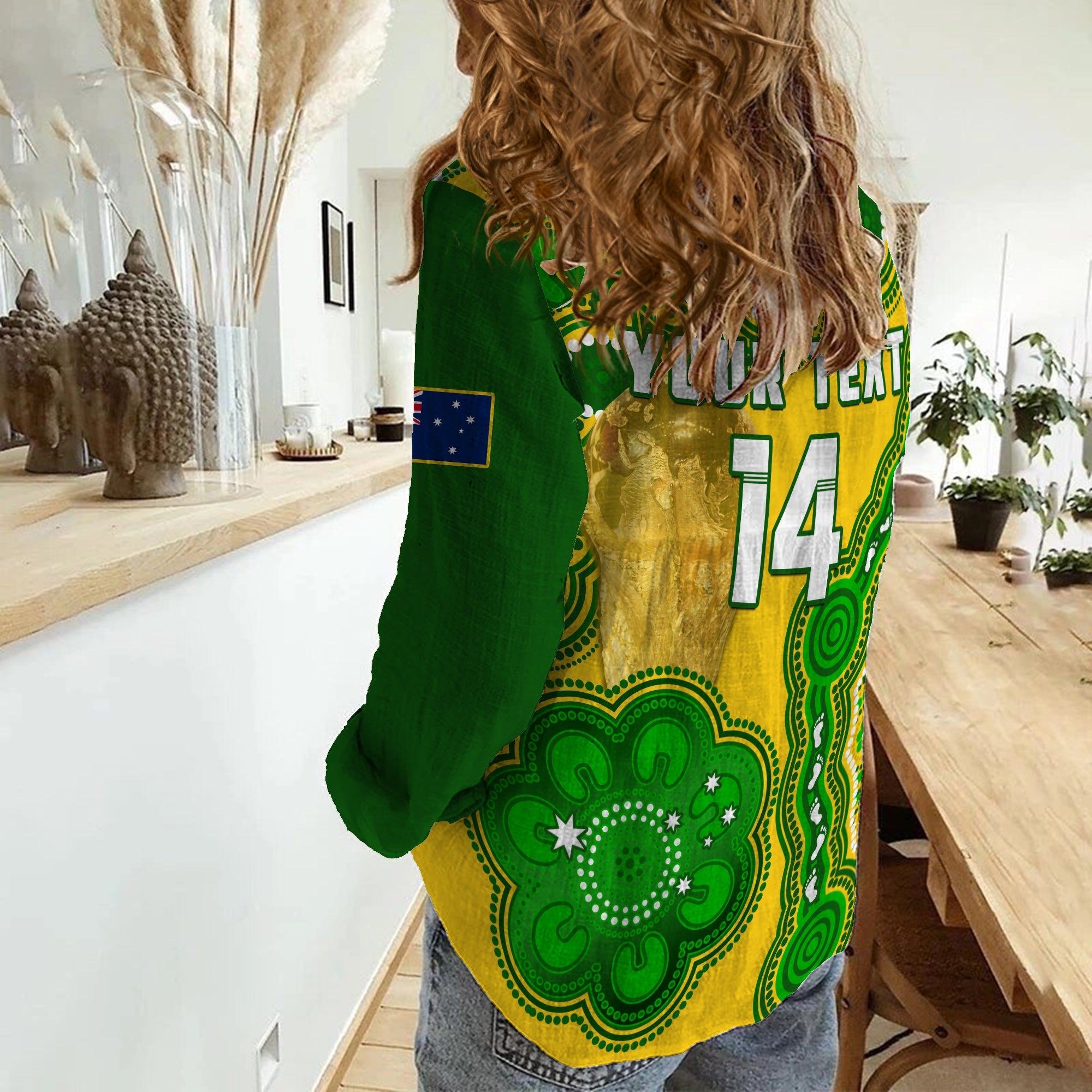 (Custom Text And Number) Australia Soccer Women Casual Shirt Socceroos Aboriginal WC 2022 - Vibe Hoodie Shop